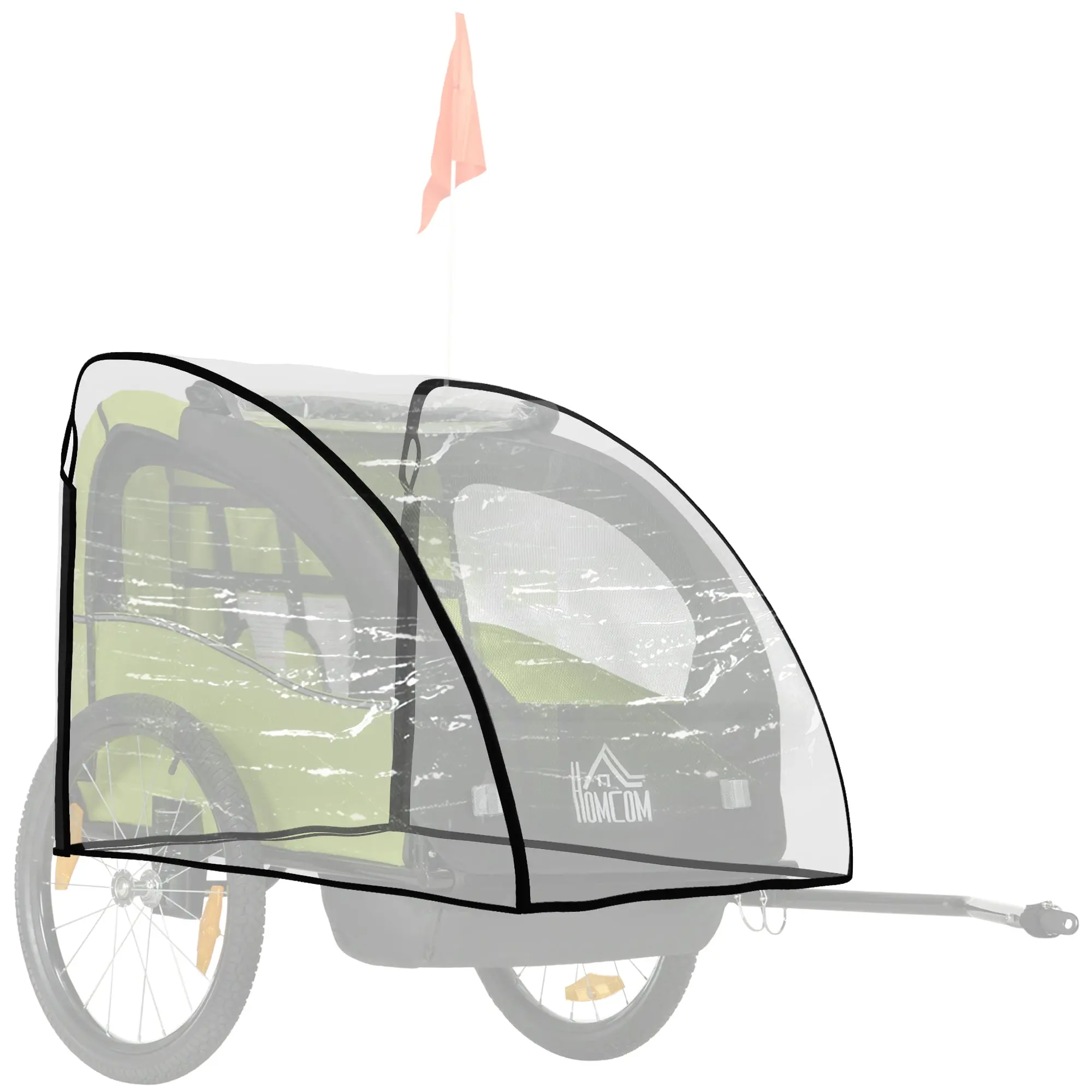 Rain Cover for Bike Trailer, Rain Protection Cover for Hand Wagon, Child Trailer, Rain Cover with Velcro Closure, Transparent