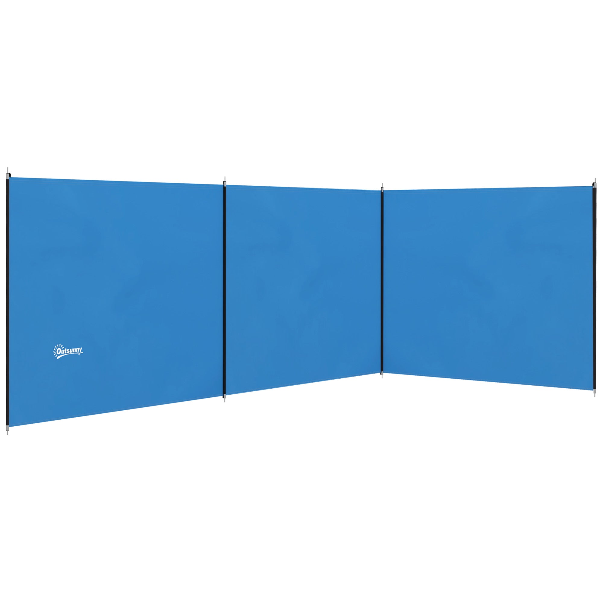 Outsunny Camping-Windschutz / Sichtschutz mat 4 Stolstangen a Transporttasch — 5,4 x 1,5 m — Blo