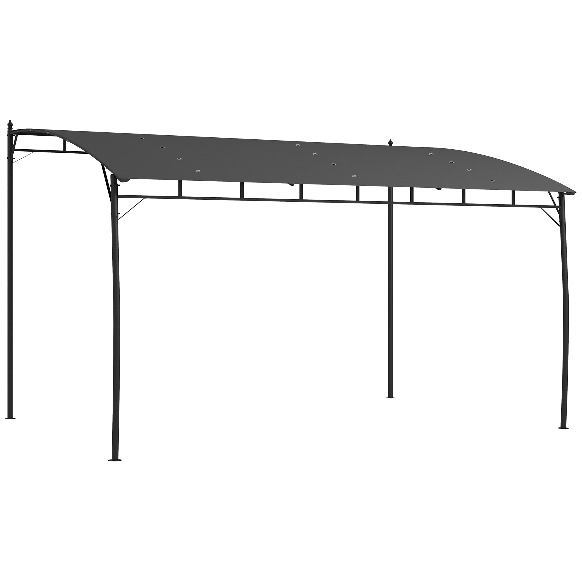 Outsunny pergola nojume ar 12 notekcaurumiem, metāla pergola ar poliestera nojumi, 8 stiprinājumiem un 8 pamata izdūrēm, 400x296x200/262 cm, Tumši pelēks