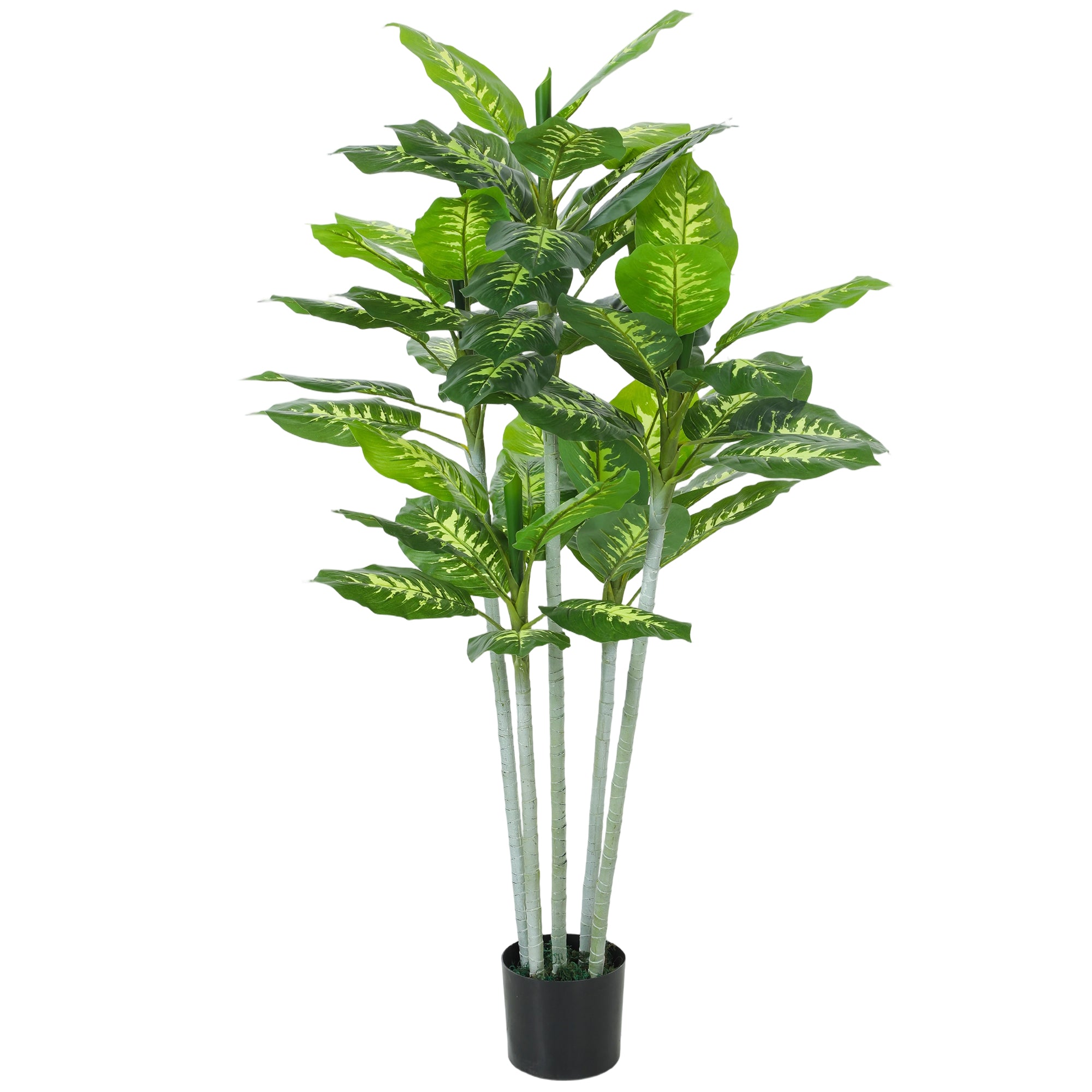 HOMCOM mākslīgā Calathea 150 cm ar cementa podu — iekštelpām