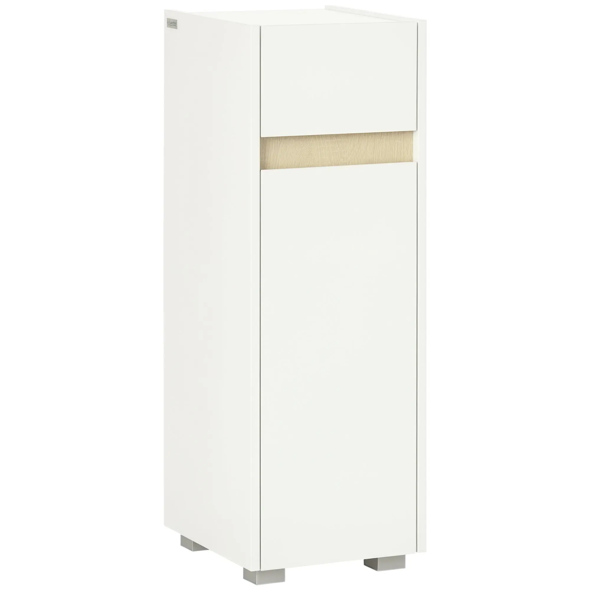 Bathroom Cabinet with Drawer and Cabinet with Adjustable Shelf, Multi-Purpose Wooden Bathroom Cabinet, 30x33x88cm, White