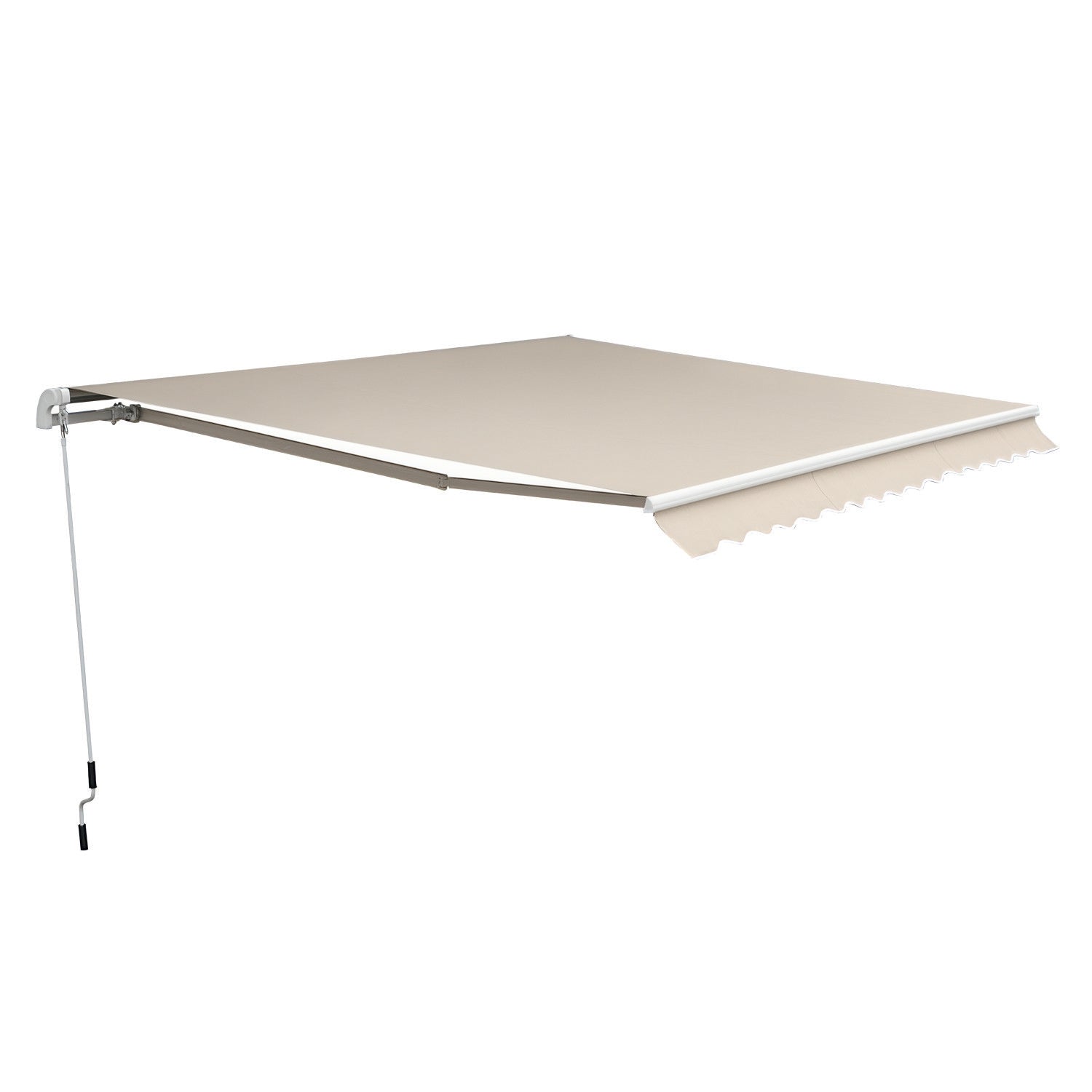 Outsunny Gelenkarmmarkise mit verstellbarem Klemmbereich - Terrassenmarkise 4,5 x 3 m mit Kurbel, Balkonmarkise, Beige