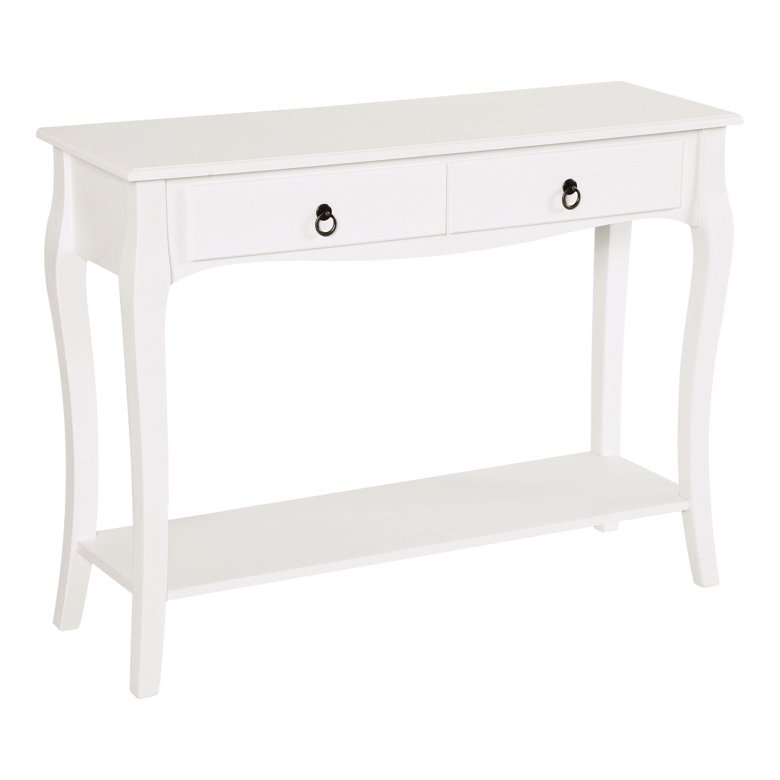 HOMCOM Konsolentisch Sideboard für Wohnzimmer und Flur, Akzenttisch mit Schubladen und Regal, elegantes Design 100x33x75cm Hochglanz Weiß