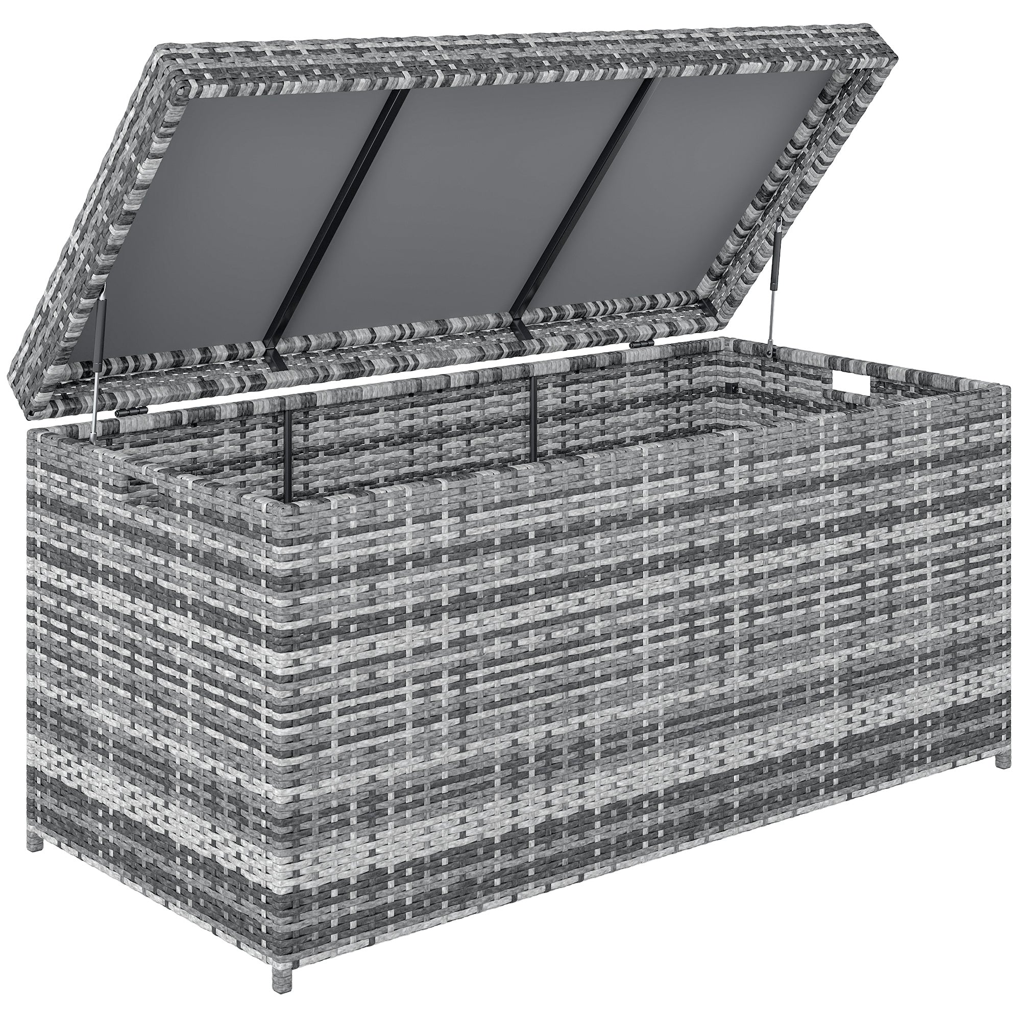 Rattan Cushion Box 380L Weatherproof Storage Box with Lid Built-in Handle Storage UV-resistant Garden Box Side Table Garden Chest for Garden Balcony 130x61x65 cm Dark Gray