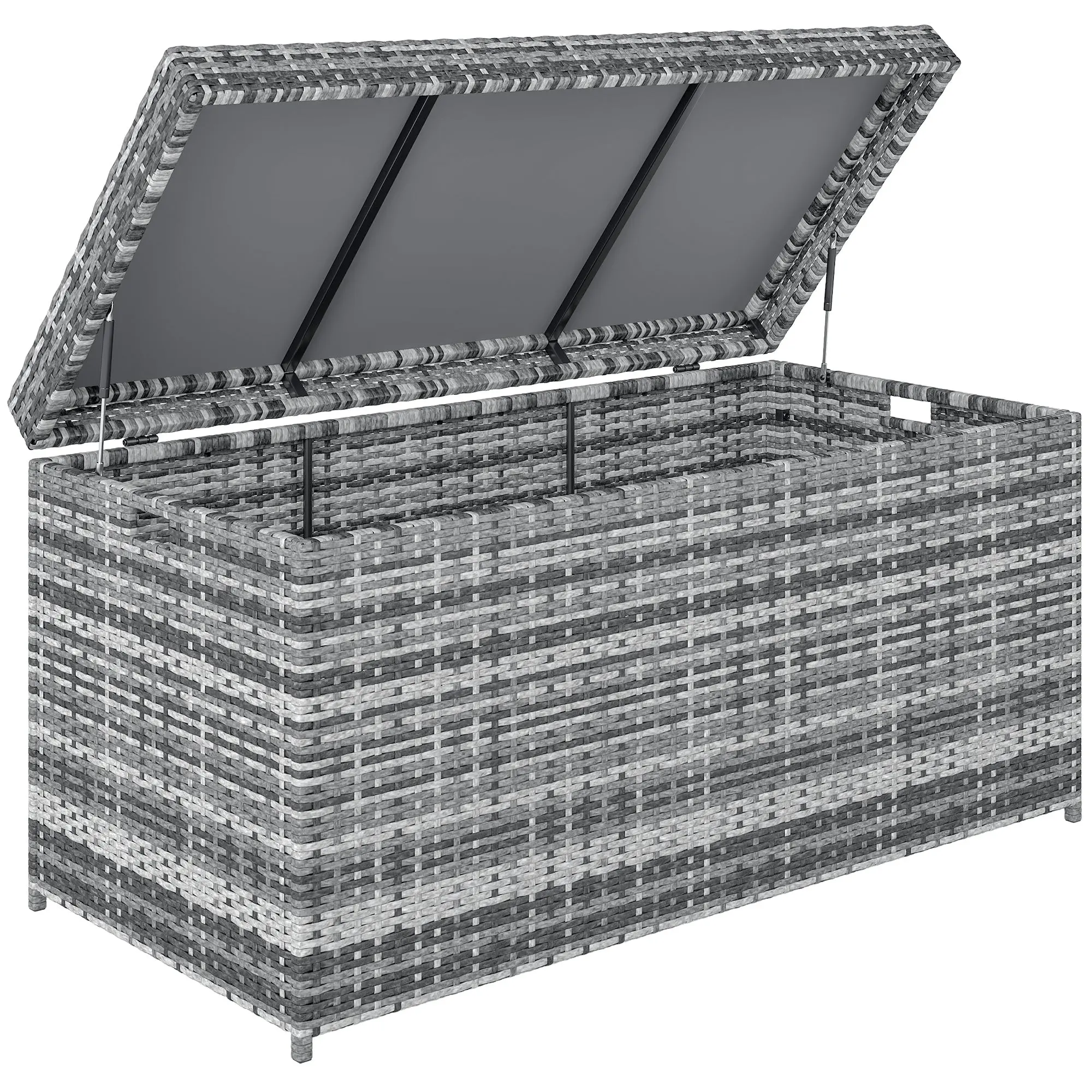 Rattan Cushion Box 380L Weatherproof Storage Box with Lid Built-in Handle Storage UV-resistant Garden Box Side Table Garden Chest for Garden Balcony 130x61x65 cm Dark Gray
