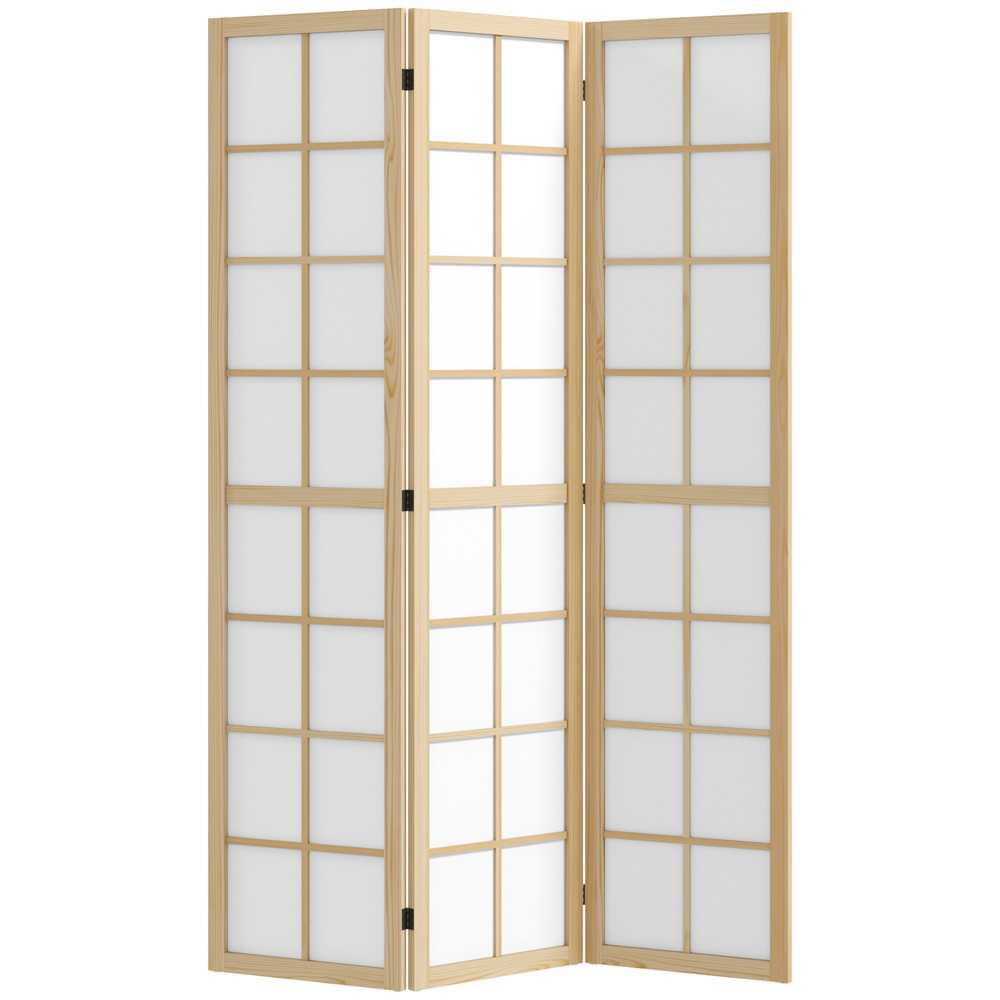 HOMCOM Paravent Pliable à 3 Panneaux 120x170 cm Séparateur de Pièce pour Salon Chambre Bureau en Bois de Pin et Blanc