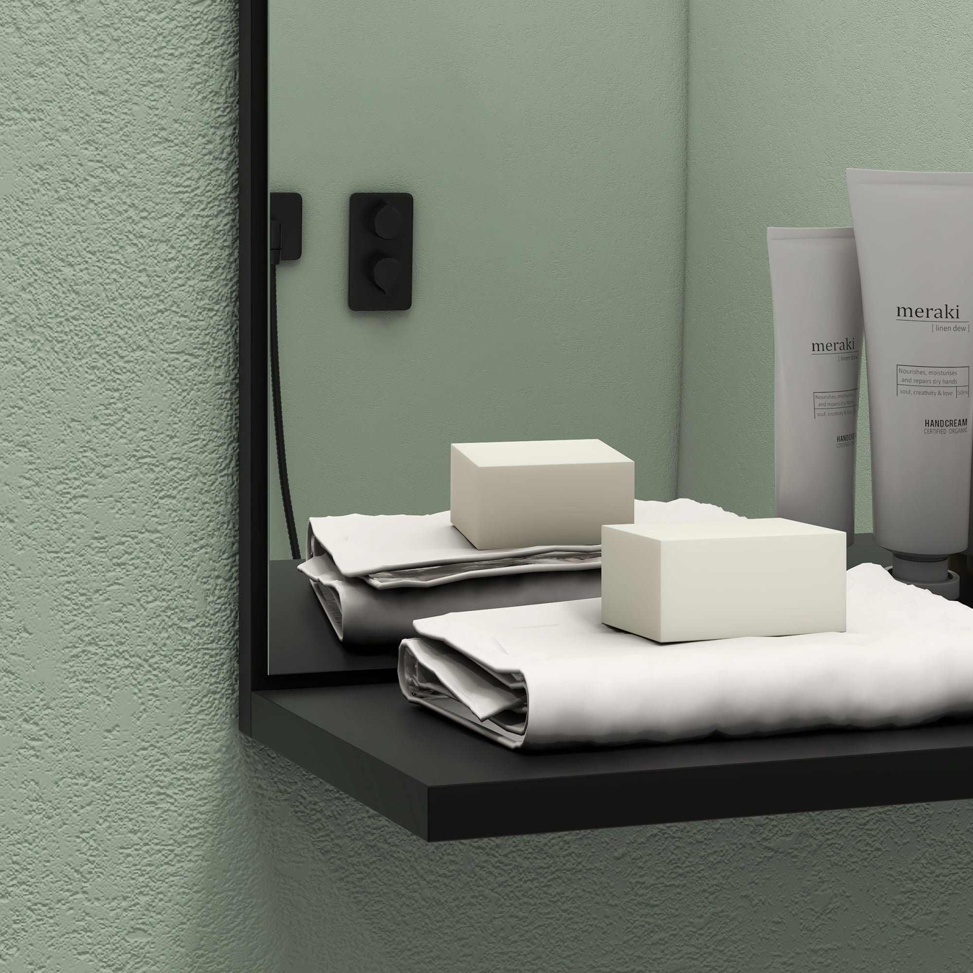HOMCOM Wandspiegel fürs Badezimmer mit Ablagesystem - 3 seitliche Regale + 1 unteres Regal - Bambusholz