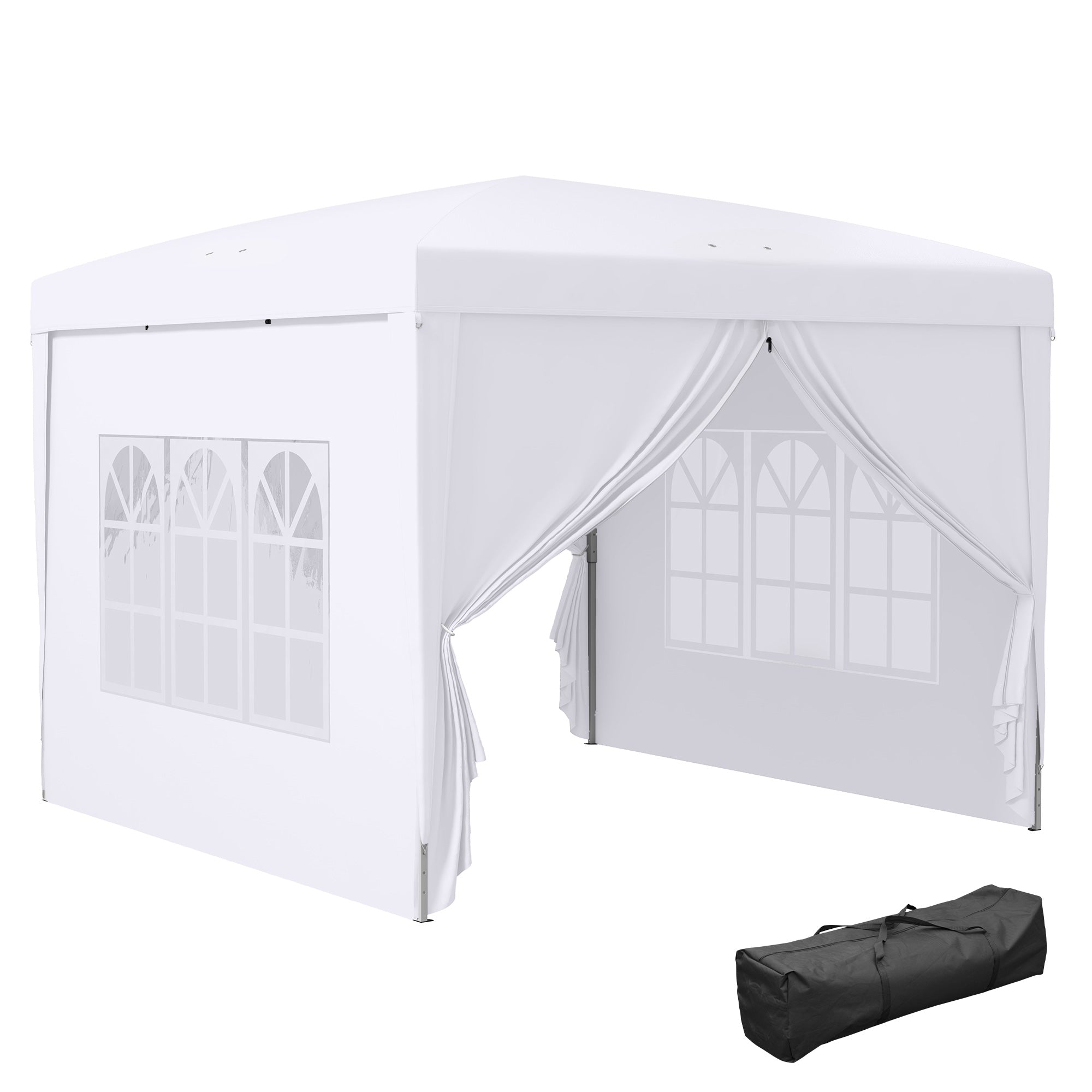 Pavilion Outsunny περίπου 3x3m, αδιάβροχο Σταθερό Χειμερινό Αναδιπλούμενο Pavilion, UV Προστασία 50+, Αναδιπλούμενη Σκηνή για Πάρτι με 4 Πλευρικά Παν Panels Τσάντα Κήπου για Κάμπινγκ, Λευκό