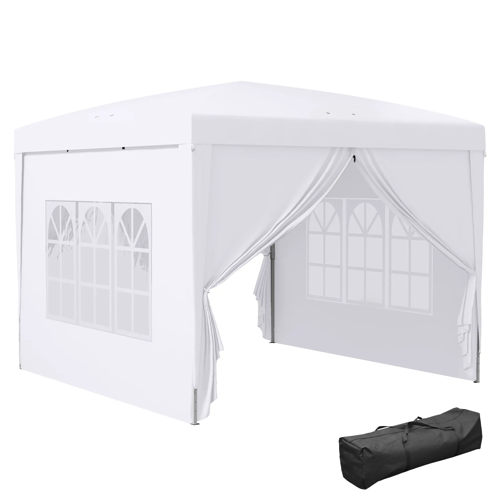 Pavilion approx. 3x3m, water-repellent Stable Winterproof Pop-up Folding Pavilion, UV Protection 50+, Foldable Party Tent Garden Tent with 4 Side Panels Bag Garden Pavilion for Camping Garden, White
