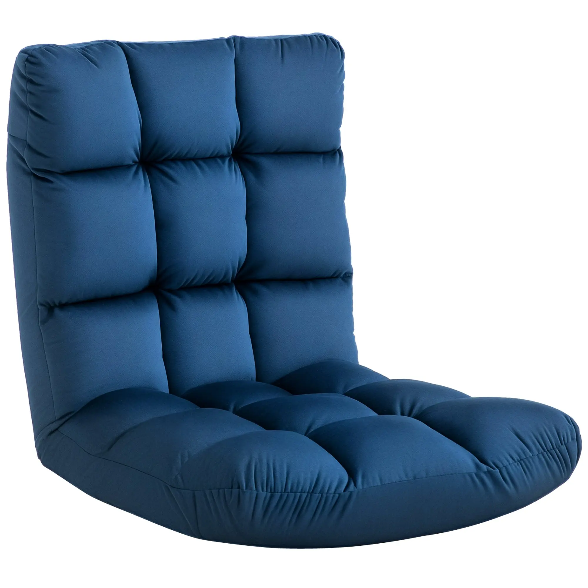 Floor Chair 3-in-1 Foldable Floor Seat with Backrest 13 Adjustable Folding Recliner Seat Cushion Blue Metal Foam 55 x 71 x 53.5 cm