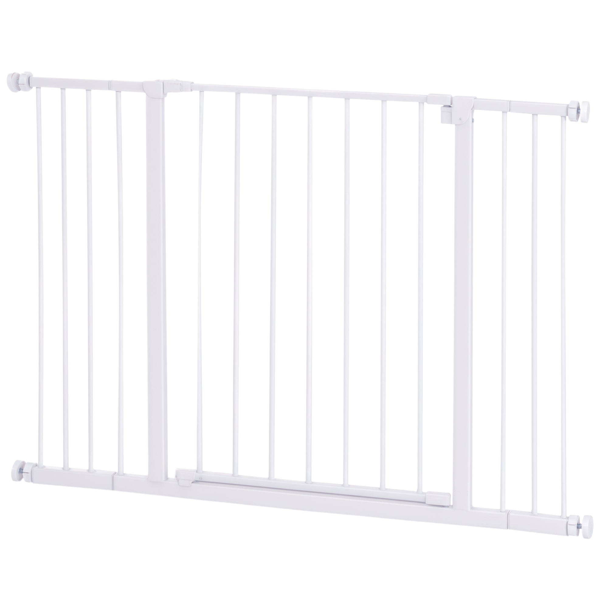 PawHut Deur Veiligheidshek Trap Veiligheidshek met 10/15 cm Verlenging Deurhek zonder Boren Traphek voor Breedtes 76-82/86-97/101-107 cm Openen met één Hand Staal Wit