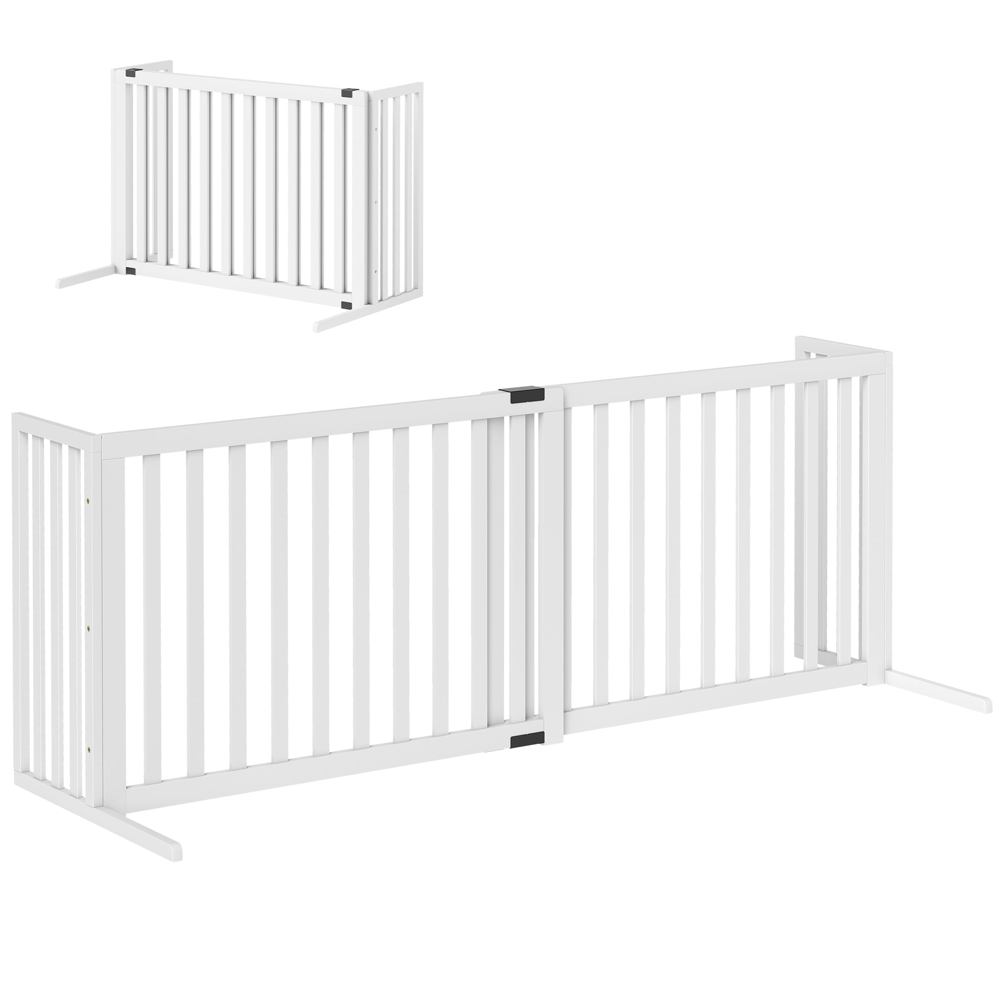 PawHut Klappbares, verstellbares Sicherheits-Hundegitter 102–183 cm, 70 cm hoch, Weiß — Für kleine & mittelgroße Hunde