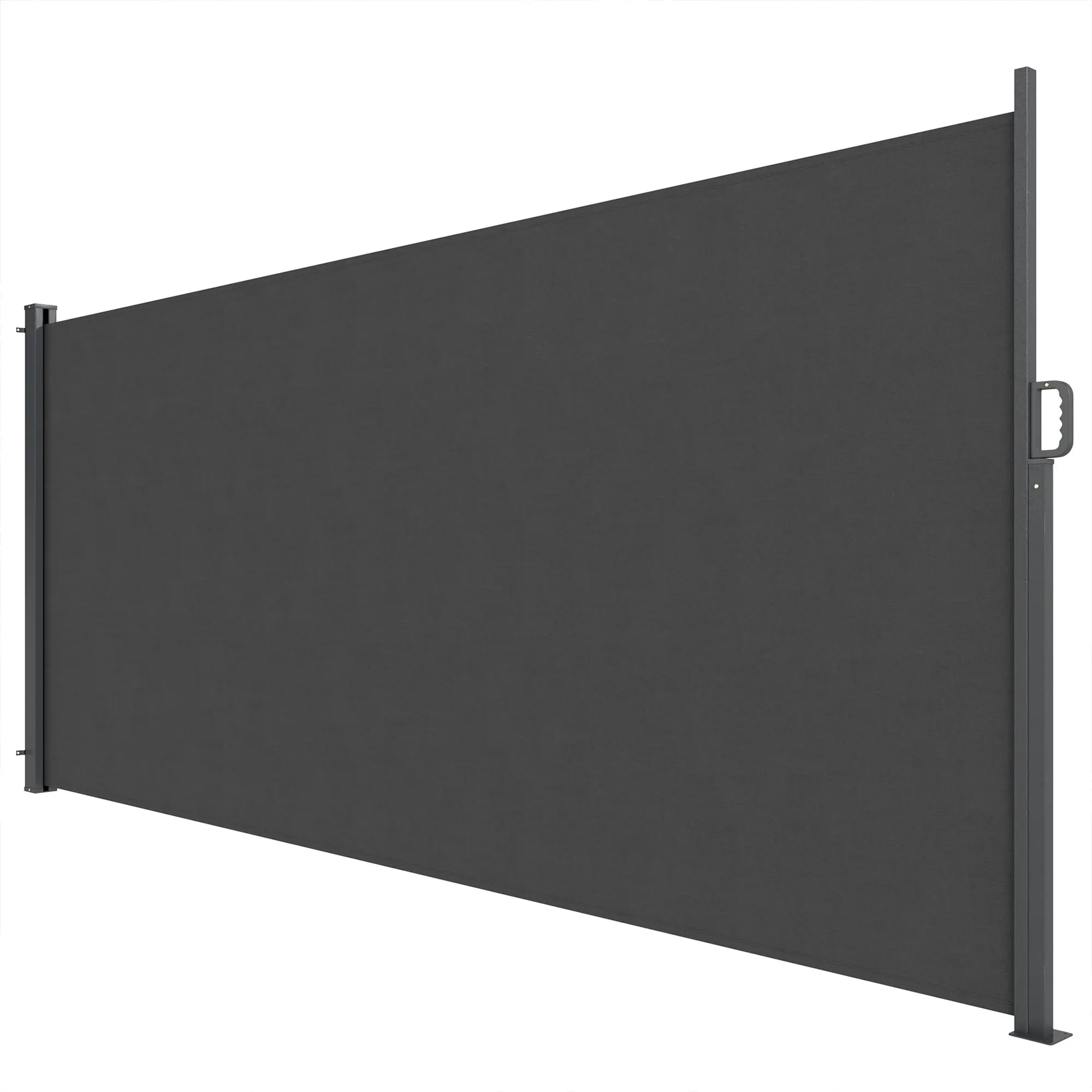 Retractable Opaque Side Awning — Privacy Screen, UPF 50+ Water-Resistant Windbreak, 420 x 185 cm (13'9" x 6'1") — Dark Gray