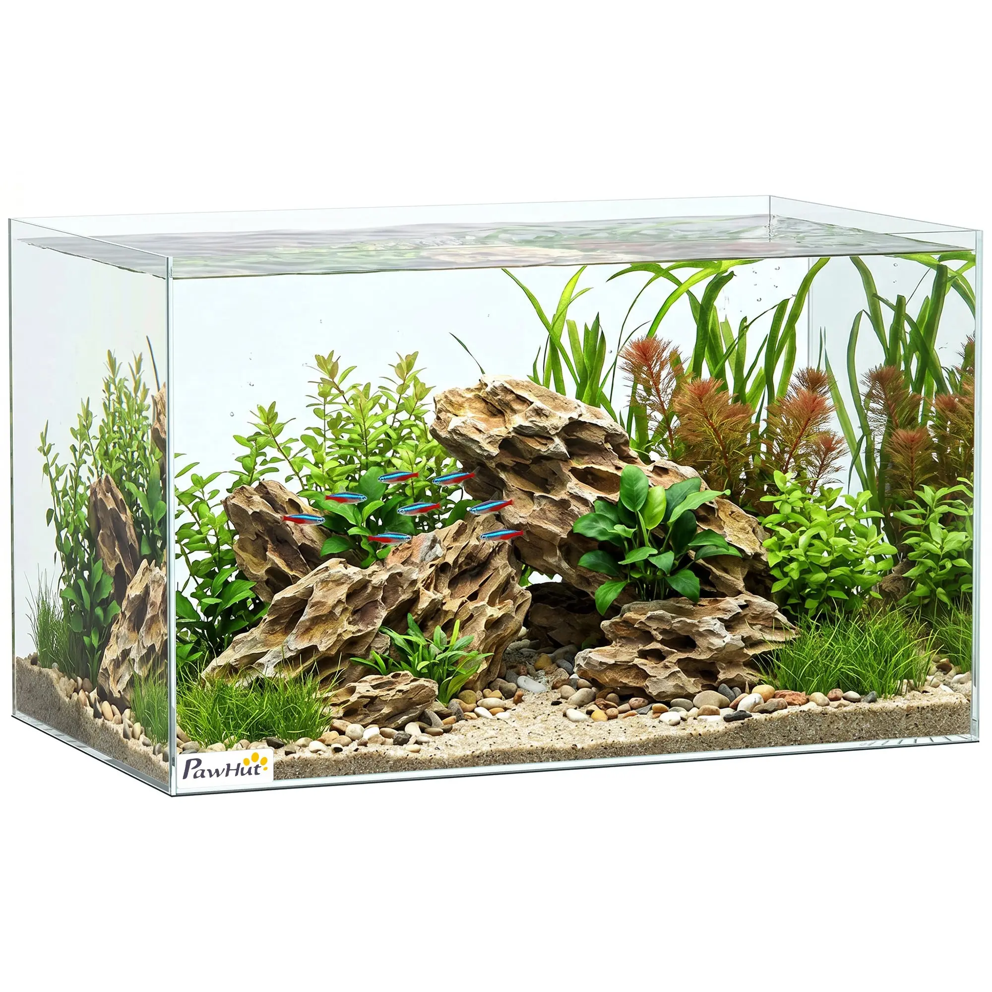 43 L (11.4 gal) Tempered Glass Aquarium with Protective Mat for Aquascaping & DIY – Clear 50 × 30 × 30 cm (19.7 × 11.8 × 11.8 in) – For Fish, Shrimp & Turtles, Fresh & Saltwater