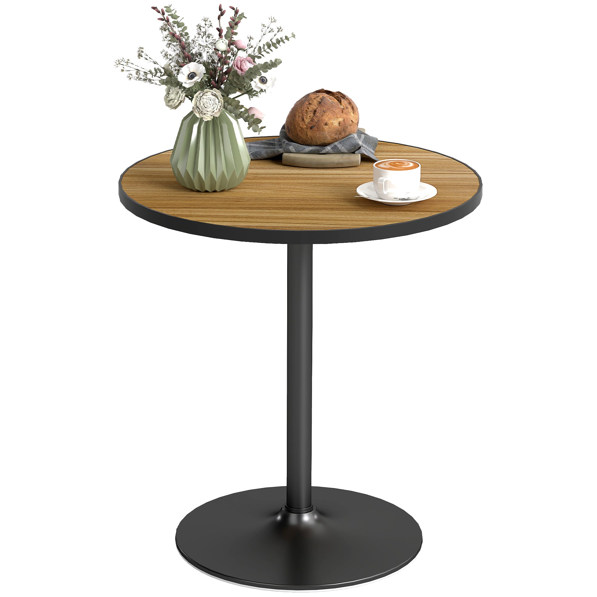 Dining Table, Round Kitchen Table, Modern Dining Table with Wood-Look Top for 4 People, Coffee Table for Living Room, ?70 x 76 cm, Oak