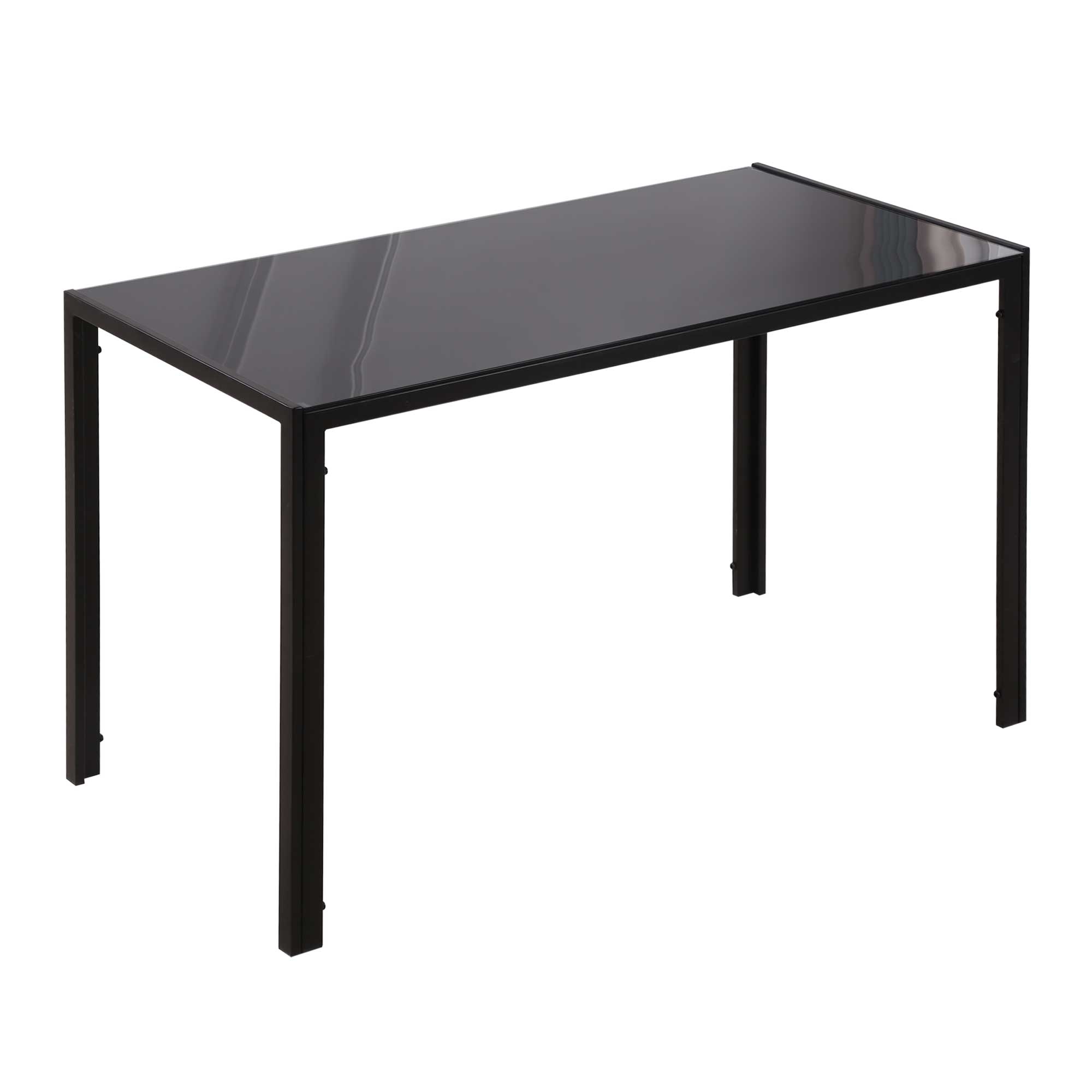 HOMCOM Stůl do jídelny pro 4 osoby, kuchyňský stůl s tvrzeným sklem, stůl do obývacího pokoje, černý, 120 x 60 x 75 cm