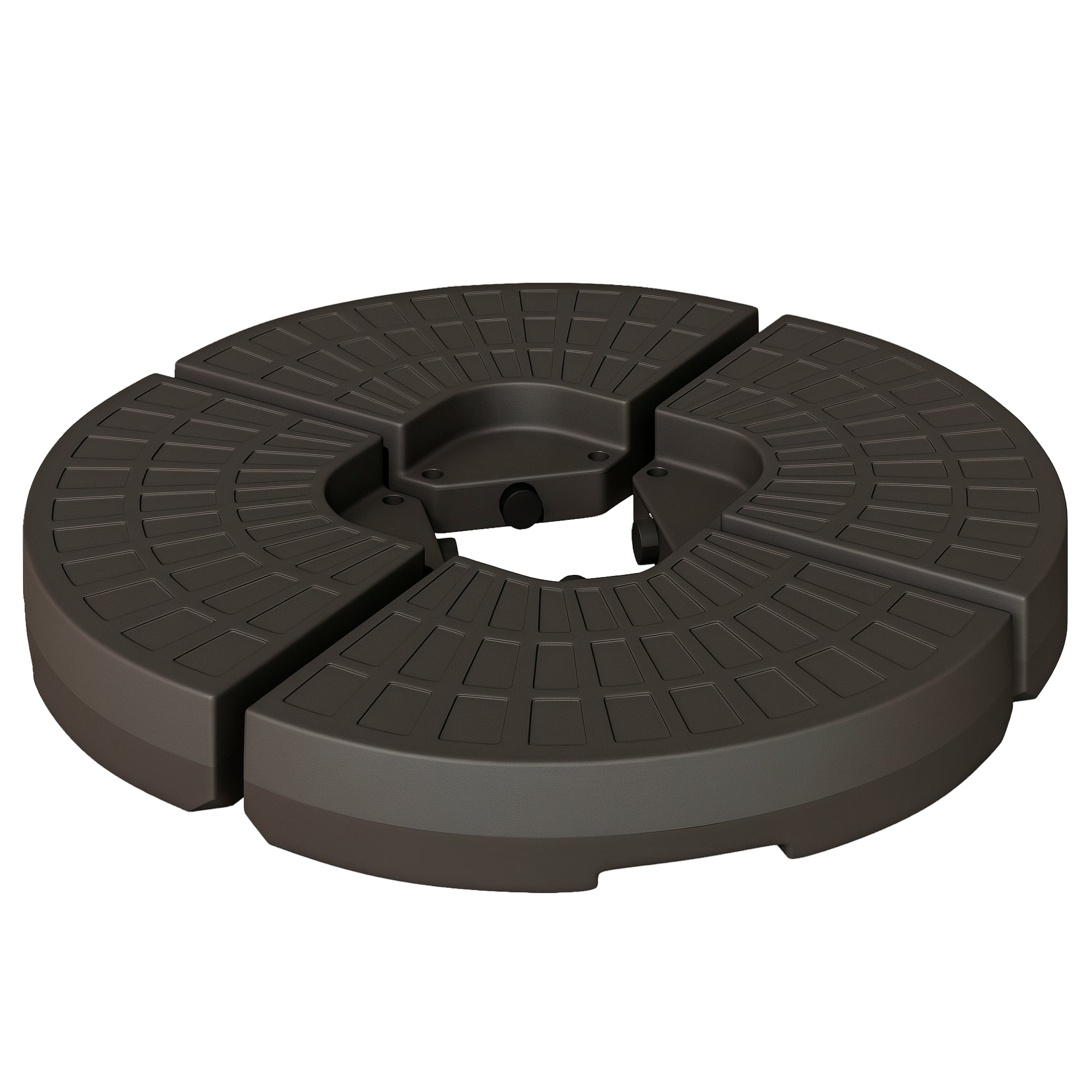 Umbrella Stand 4-piece, Umbrella Weight Base, Umbrella Stand, Ground Cross Fillable with Sand/Water up to 25/17 kg, Umbrella Base Weights HDPE Coffee