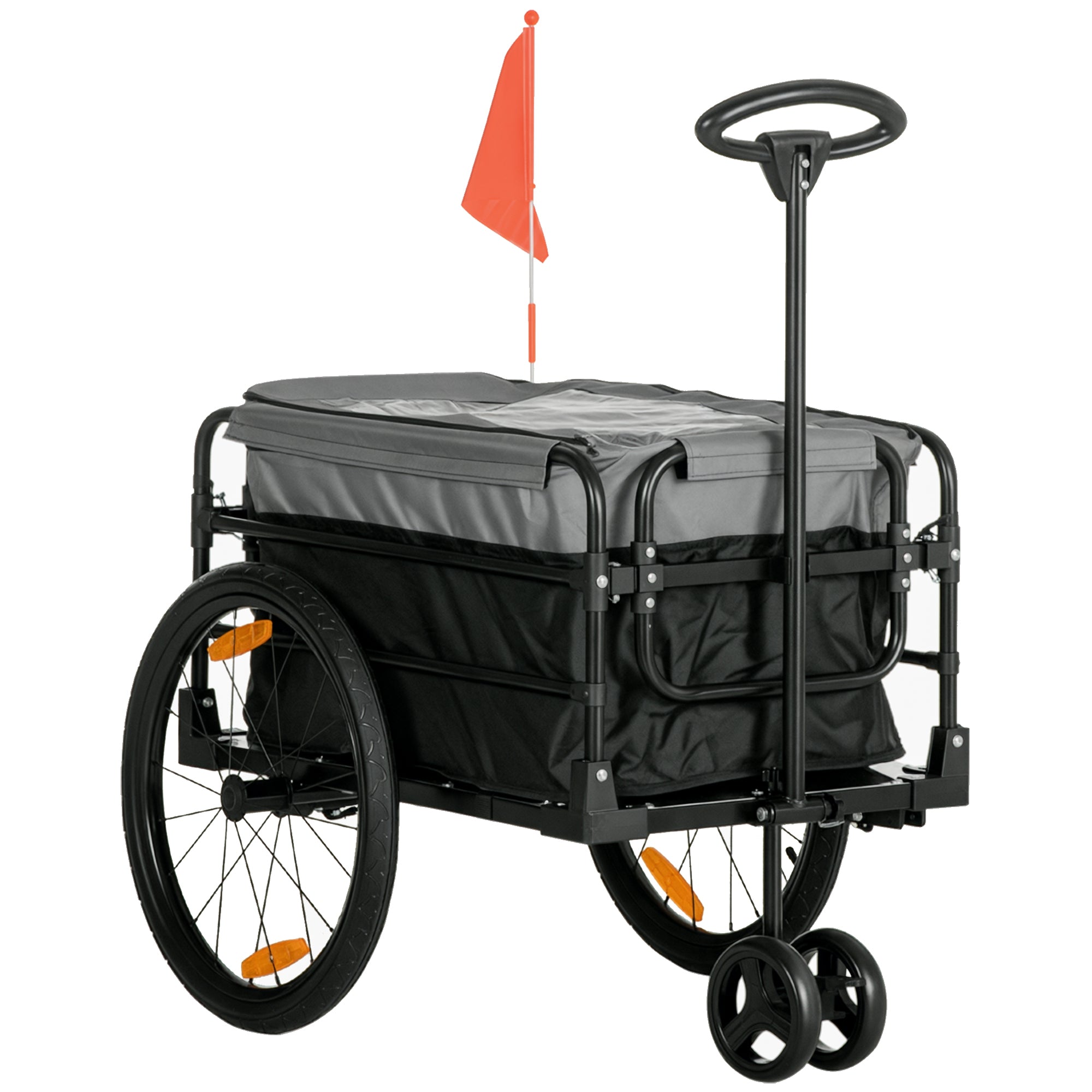 HOMCOM Pyörätraileri, Kanto kapasiteetti 40 kg, Traileri pyöräkärry 130 x 64 x 64/103 cm