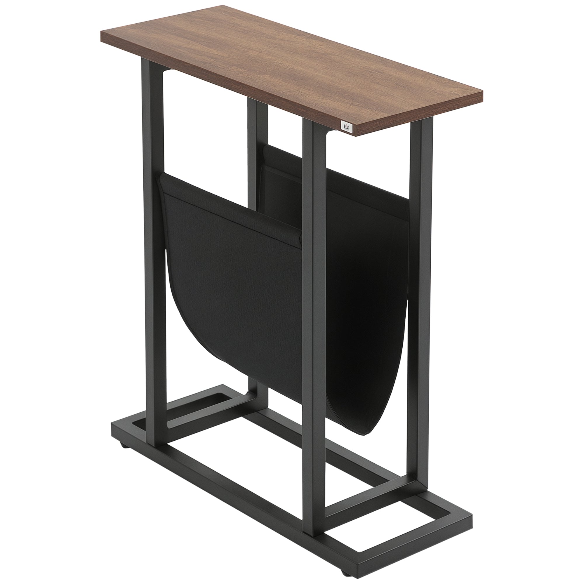 Side Table with Fabric Bag, Coffee Table, End Table with Steel Frame, Nightstand, Coffee Table for Bedroom, Living Room, Dark Brown + Black, 49 x 19 x 55 cm