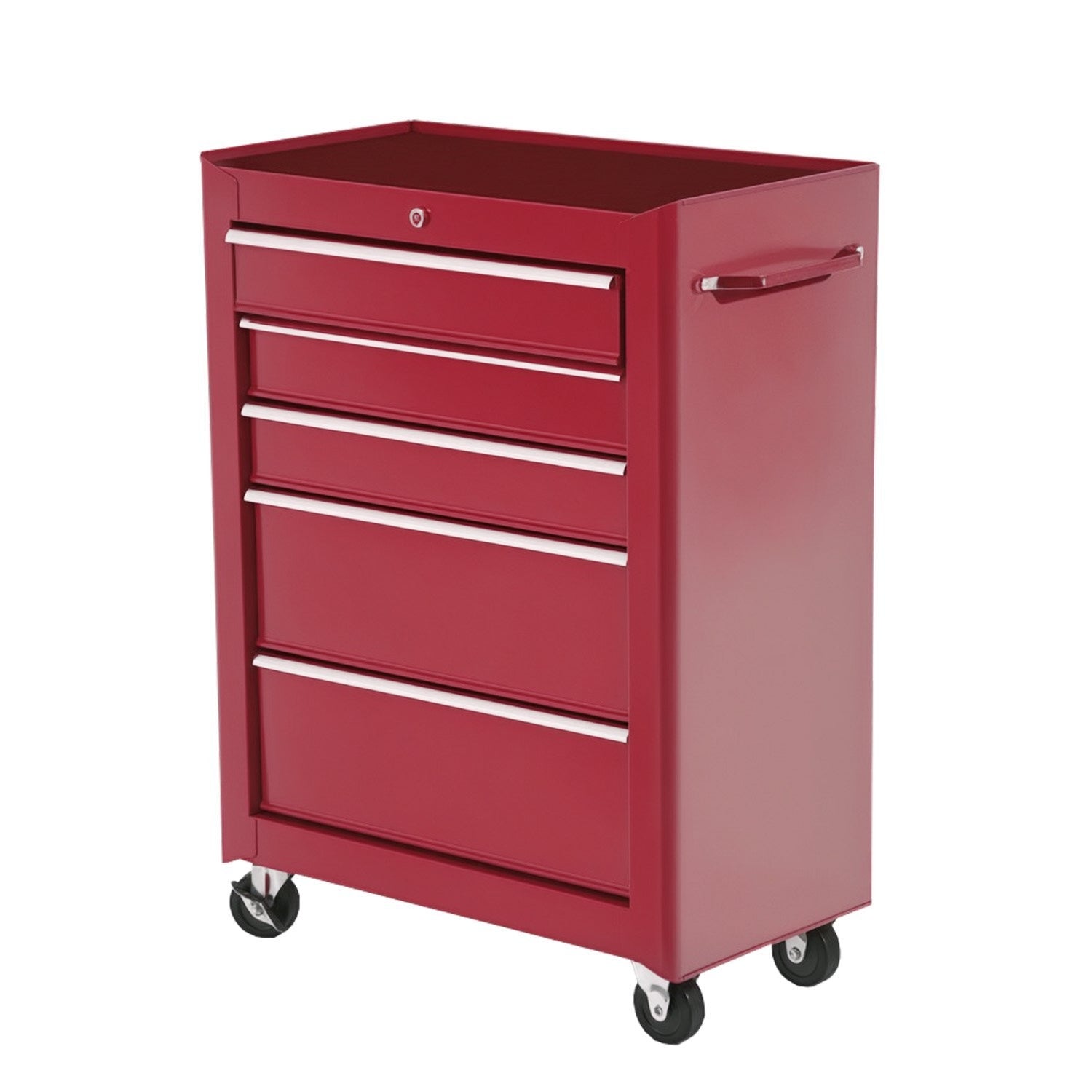 Tool Box Workshop Mobile Tool Cart 5 Drawers 4 Wheels Lock Red