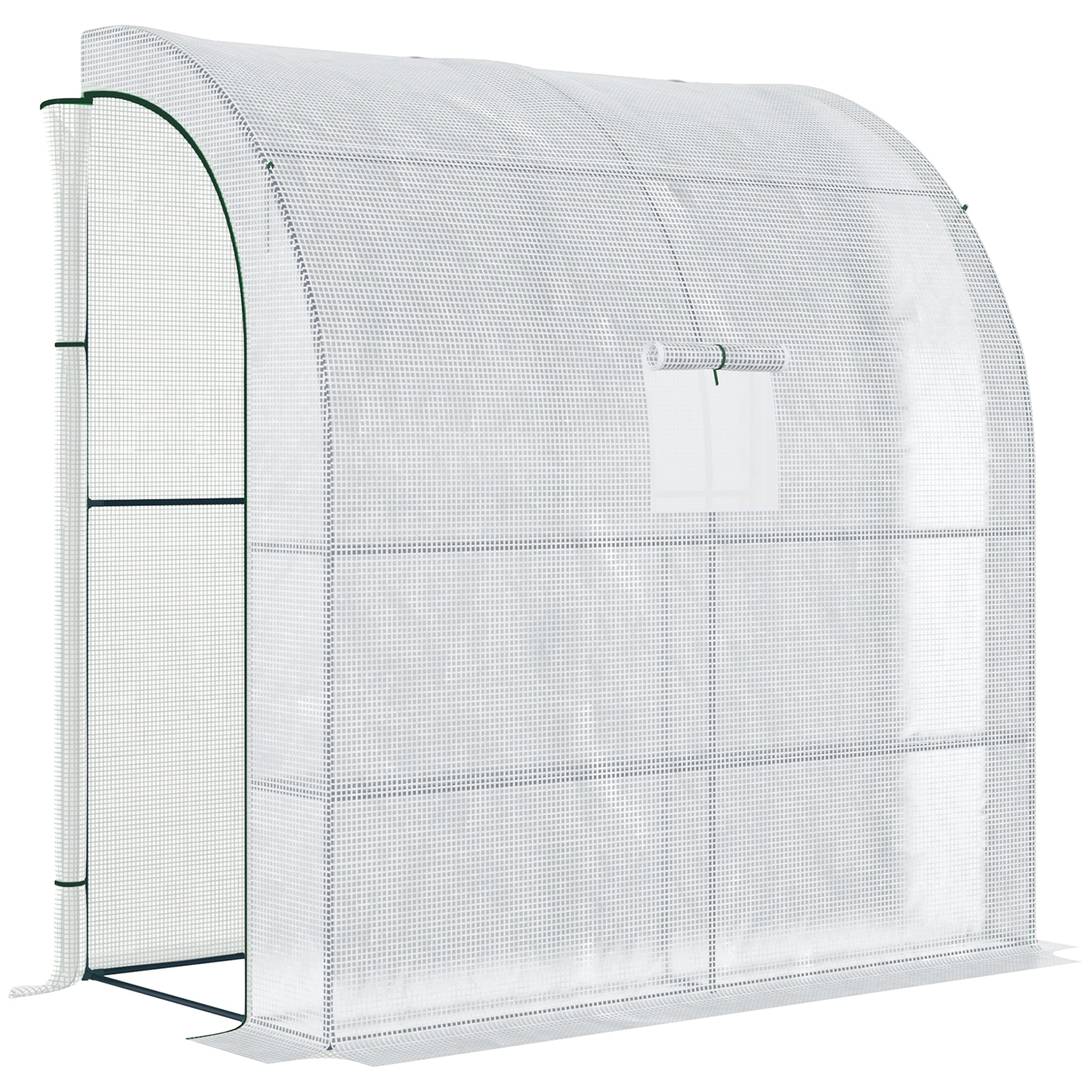 Outsunny Folie Drivhus til Tomater med Netvindue, Drivhus med Rulledøre, Formeringshus med UV Beskyttelse, Hvid, 200 x 100 x 215 cm