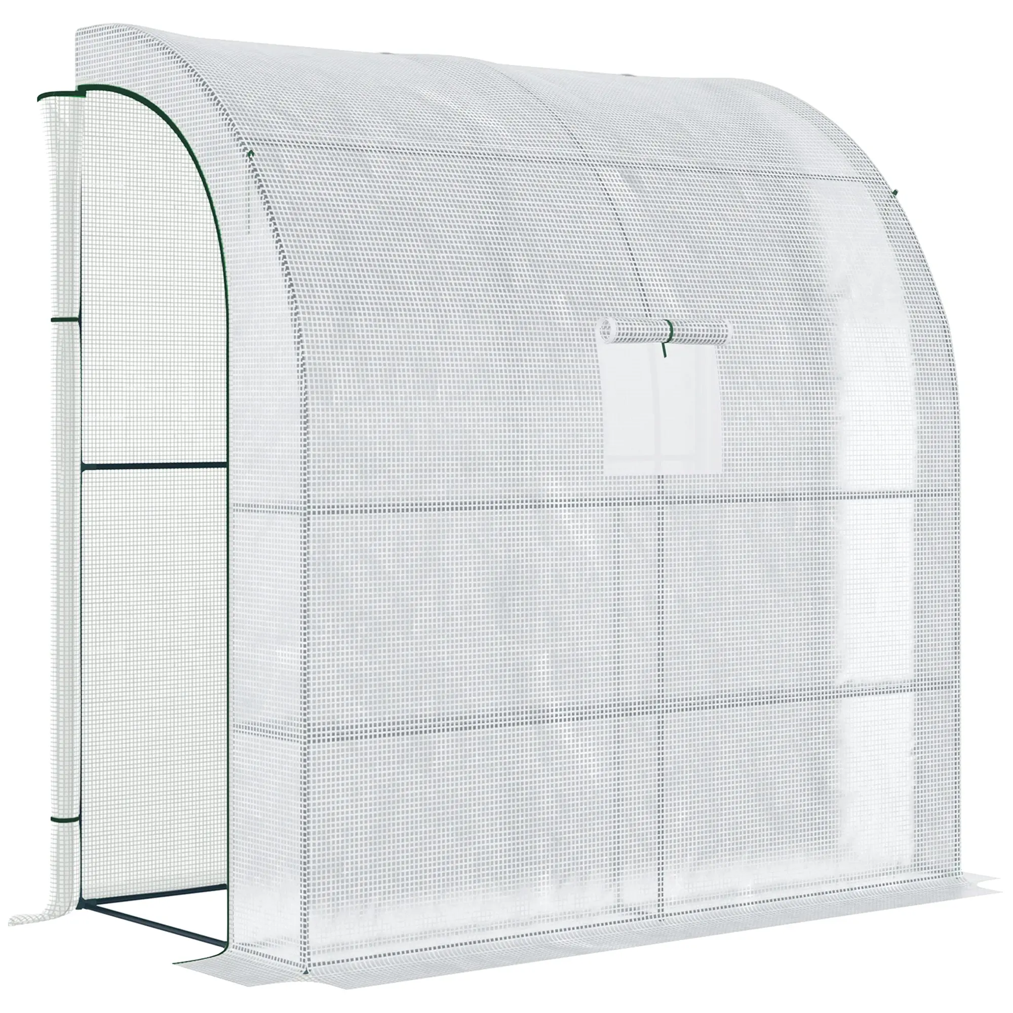 Foil Greenhouse Tomato Greenhouse with Mesh Window, Greenhouse with Roll-Up Doors, Propagation House with UV Protection, White, 200 x 100 x 215 cm