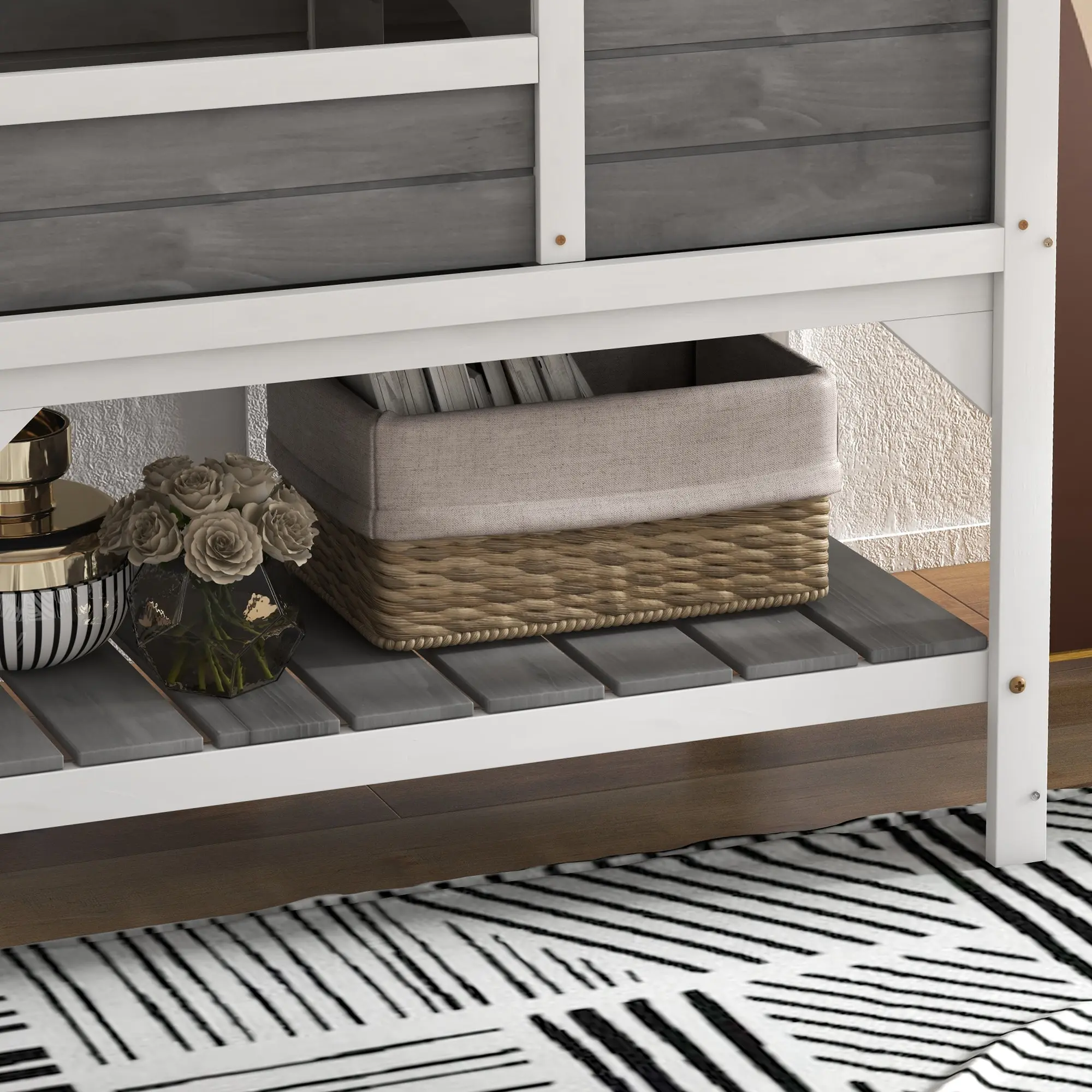 Turtle House Enclosure on Stilts with Storage Shelf - Made of Fir Wood - Indoor and Outdoor - Dim. 103H x 84L x 51W cm light gray