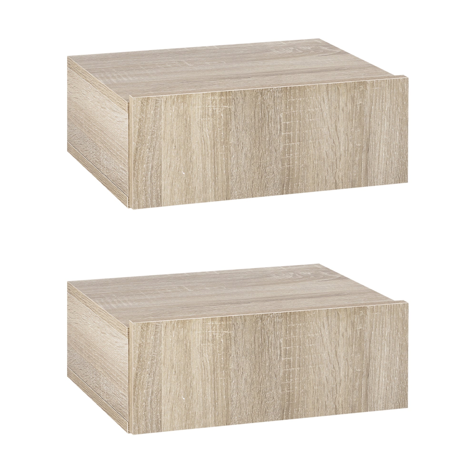 HOMCOM Set mit 2 Wandtischen mit 1 Schublade - Modernes Design für das Schlafzimmer 40x30x15 cm Natur