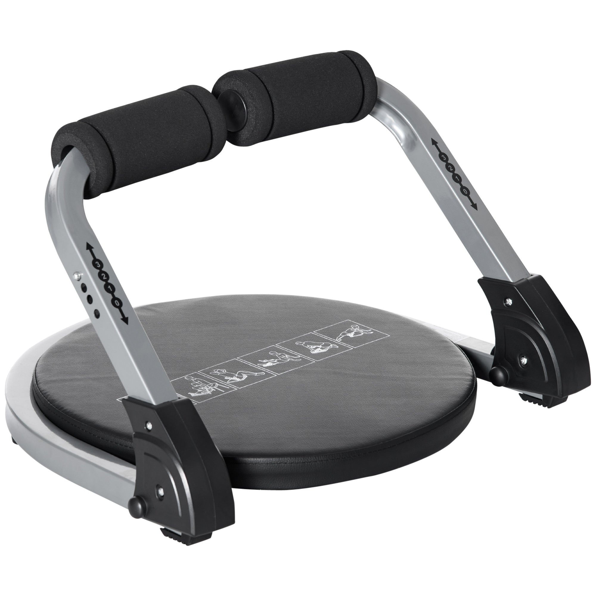 HOMCOM Ab Trainer, klappbarer multifunktionaler Trainer mit Polster, höhenverstellbares Bauchtraining für Zuhause, max. 120 kg, Stahl, Schwarz, 55 x 42 x 11-32 cm