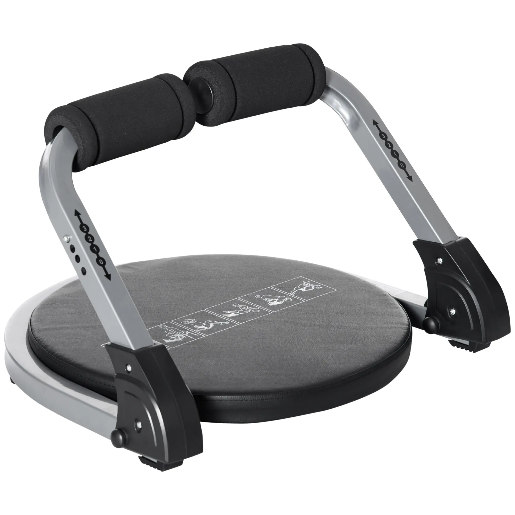 Ab Trainer, Foldable Multifunctional Trainer with Cushion, Adjustable Height Ab Exercise for Home, Max. 120 kg, Steel, Black, 55 x 42 x 11-32cm