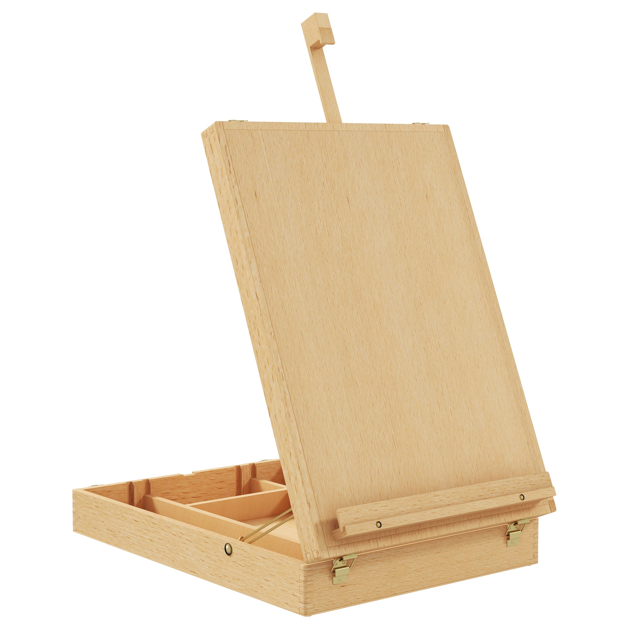 HOMCOM Tisch-Easel mit verstellbarem Winkel, Traggriff, Stauraum, klappbarer tragbarer Holz-Malstaffelei für Malerei, Zeichnen, Natur