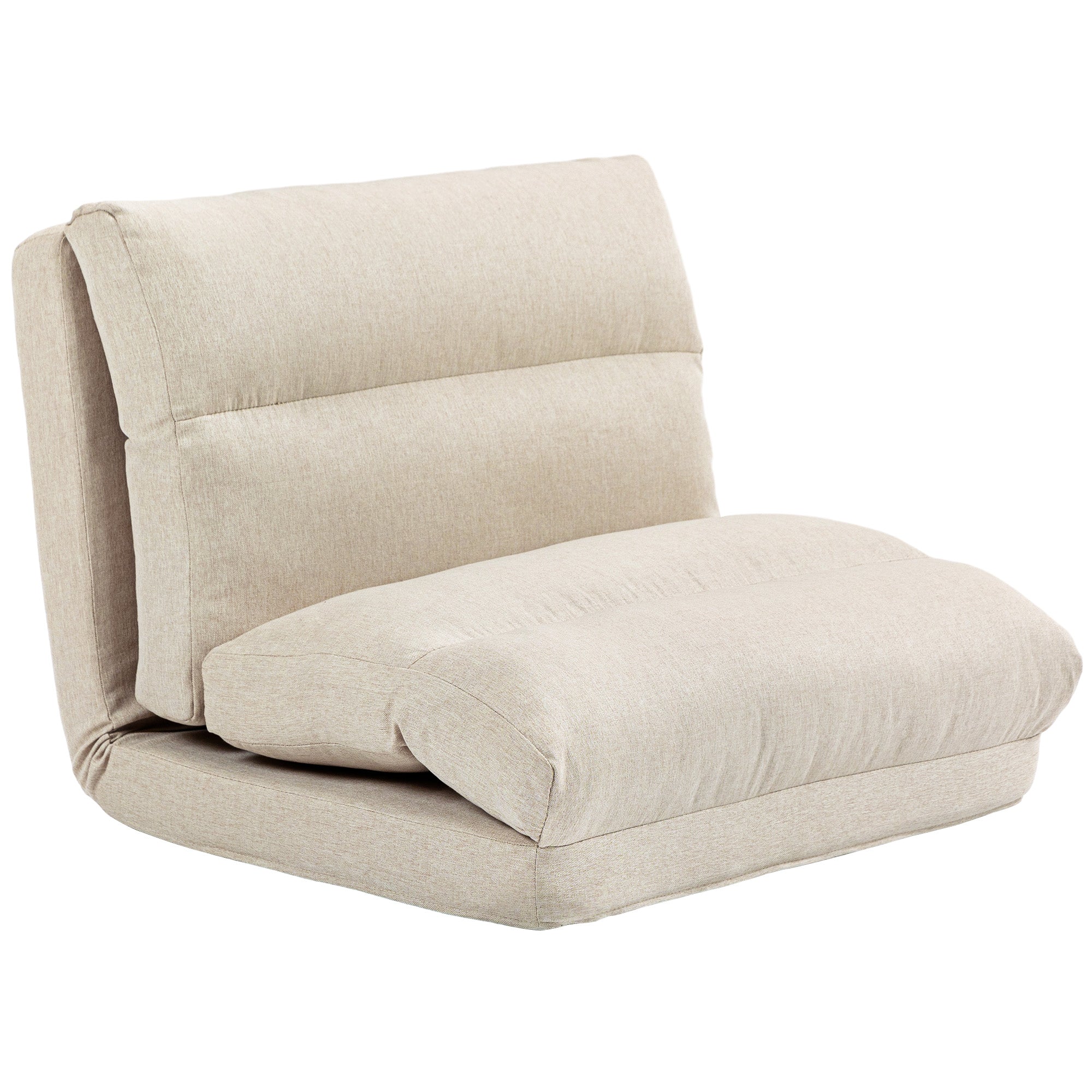 Floor Chair Floor Seat with 6-Level Adjustable Backrest, Folding Meditation Chair with Linen Look, Padded Floor Sofa for Living Room, Bedroom, Beige