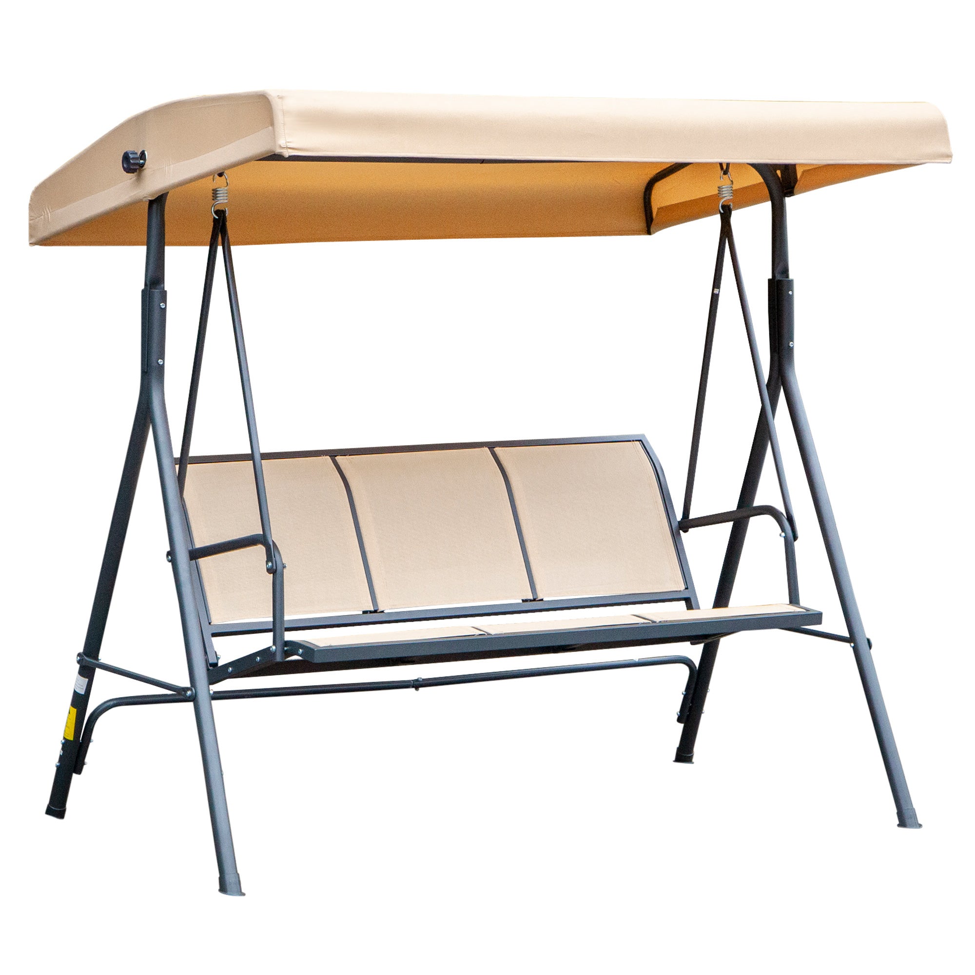 Outsunny 3-sits Trädgårdssoffa med Utmärkt Komfort Justerbart Taklutning Ergonomisk Stål Epoxitextilene Beige
