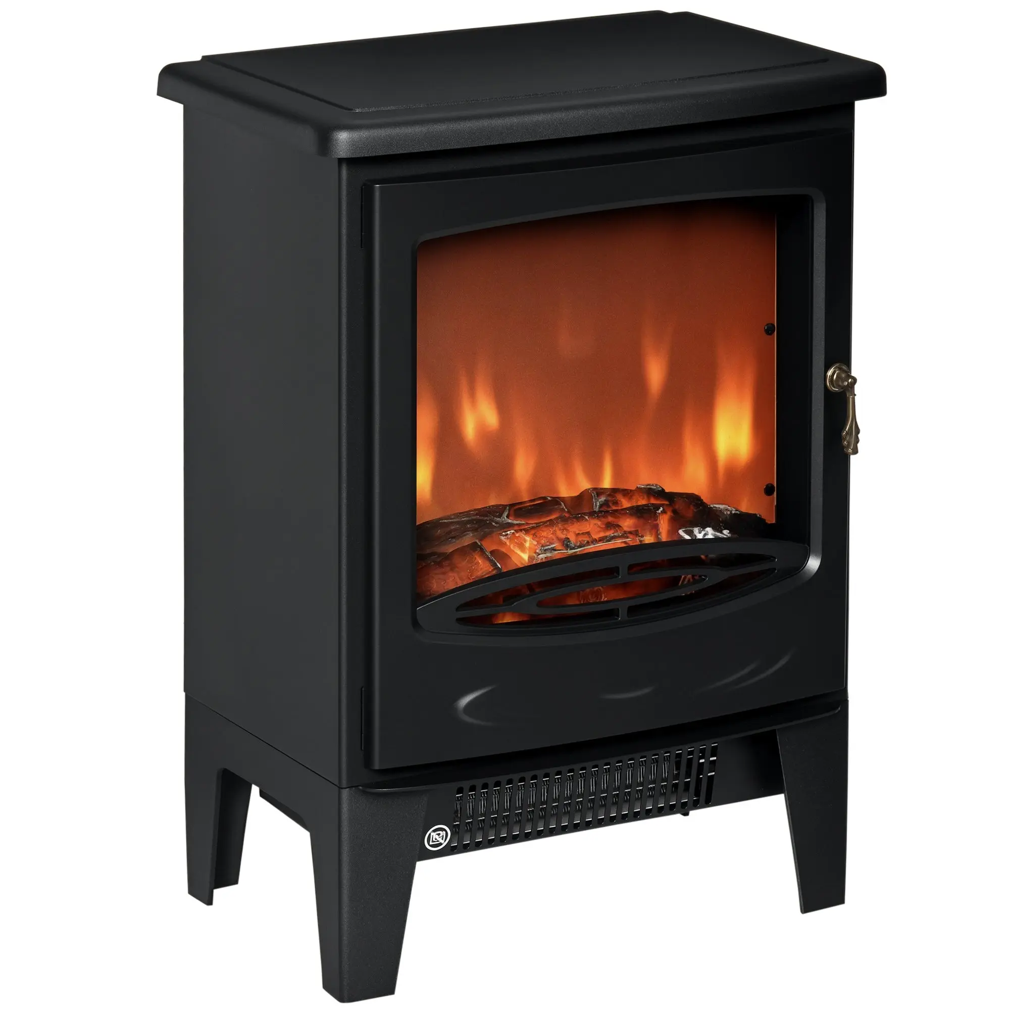 Portable Electric Fireplace 900/1800W with Flame Effect Adjustable Thermostat and Overheating Protection for up to 20 sqm 15.4x10.2x21.6 inches Black