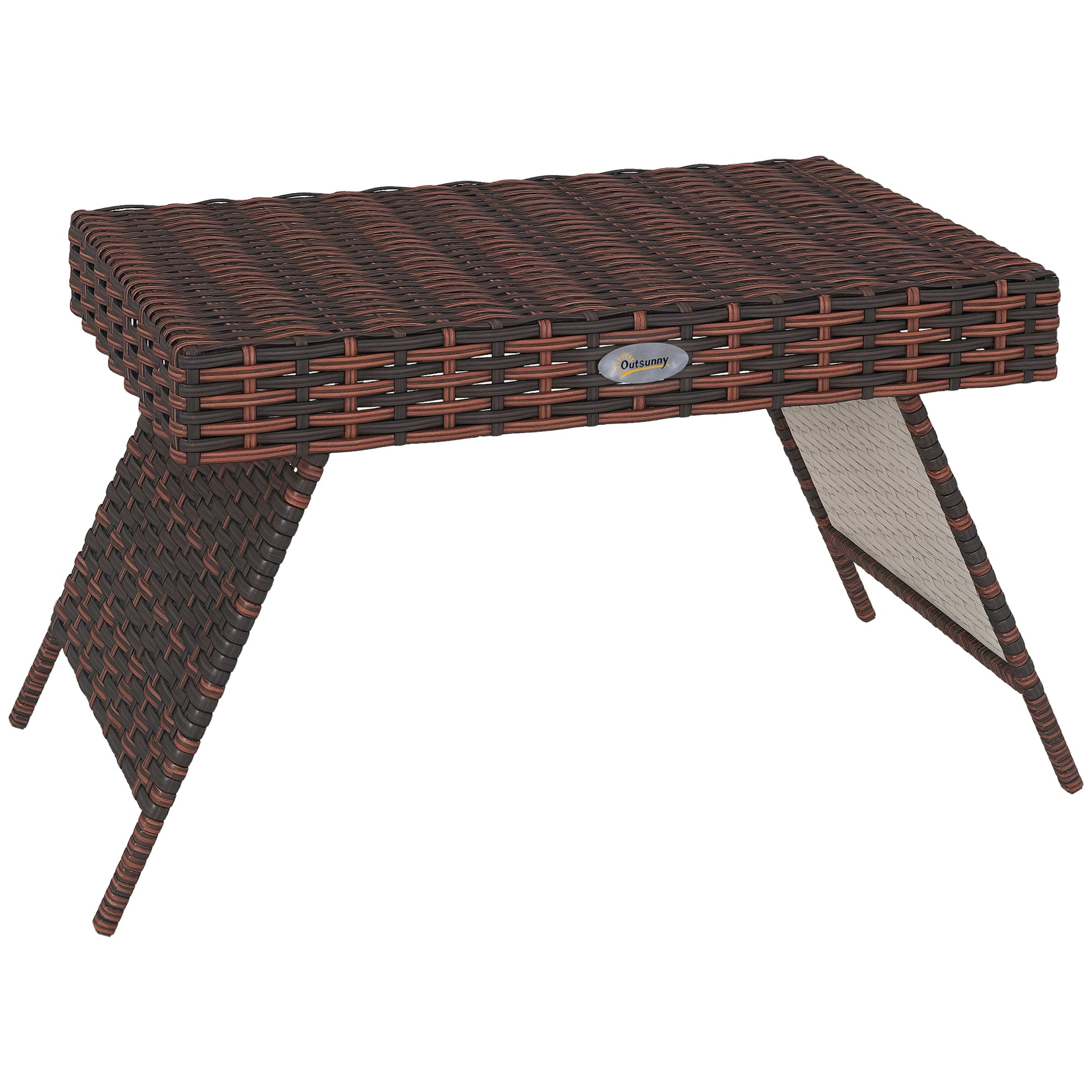 Outsunny Rattan Sidetabel Havebord Foldbart Bord Vejrbestandigt Campingbord Kaffebord til Have, Balkong, Brun, 60 x 41 x 41 cm