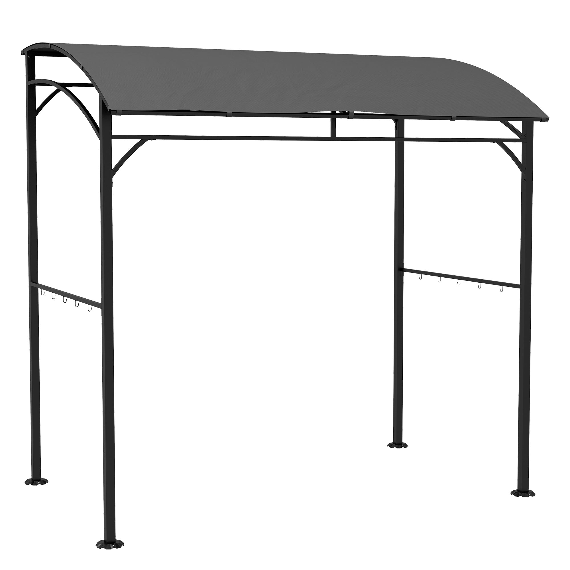Outsunny Grill Paviljon 215 x 150 x 220 cm Vandafvisende Havepaviljon med Buet Tag, Haveårhus med Krog, BBQ Paviljon, Have Telt Grill Telt Festtelt til Havefest Picnict BBQ, Mørkegrå