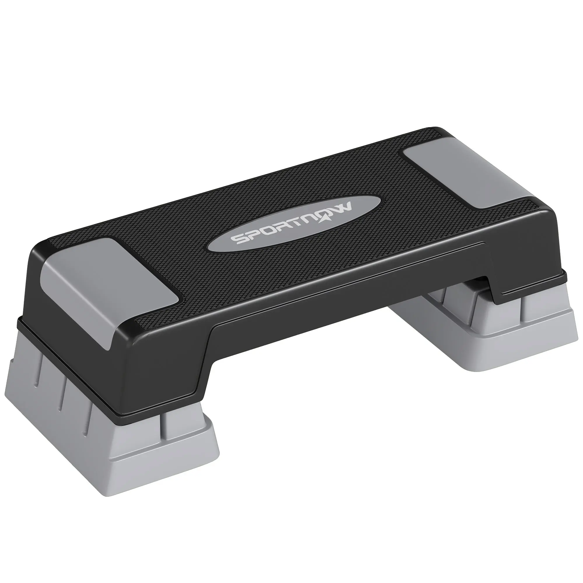 SPORTNOW 3-Level Aerobic Stepper — Adjustable Heights 12/17.5/22.5 cm (4.7/6.9/8.9 in), Anti-Slip Surface, 250 kg (551 lb) Capacity — Home & Gym Stepper, Gray