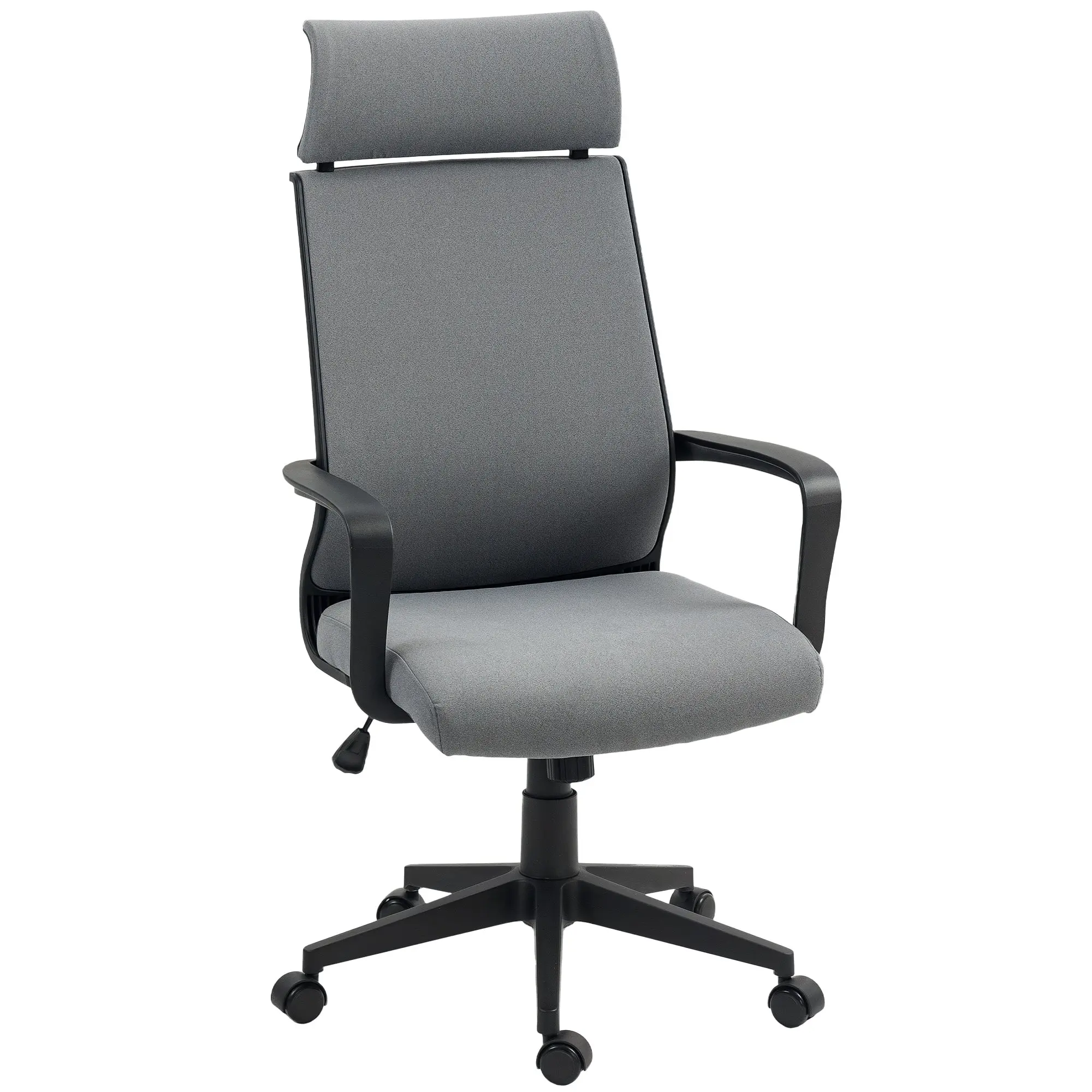 Office Chair, Ergonomic Desk Chair with Armrest, Headrest, Height Adjustable Swivel Chair with Rocking Function, Computer Chair with Faux Wool Look, Dark Gray