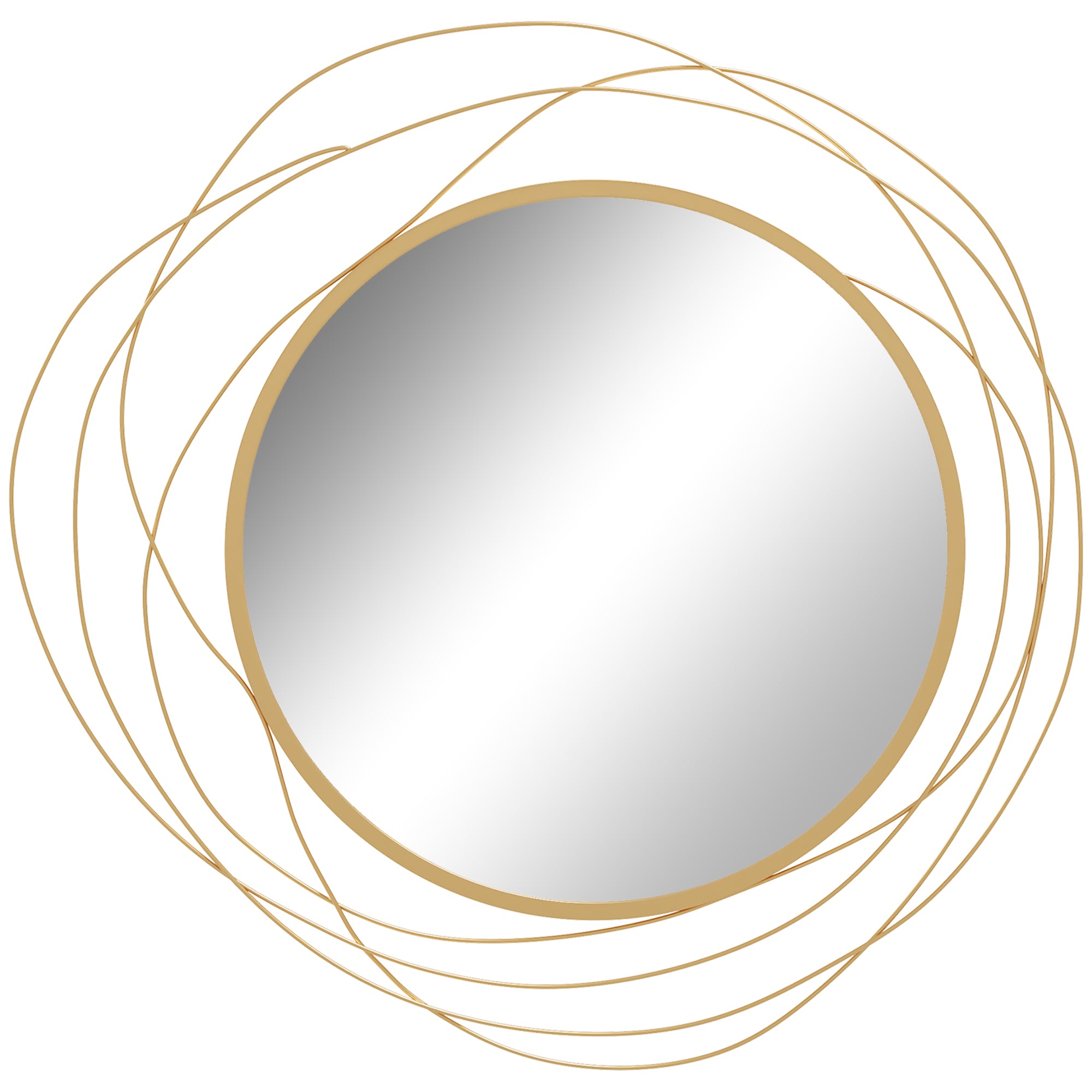 Wall Mirror, ?65 cm Wall Decor with Mirror, Metal Frame, Hallway Mirror, Wall Artwork for Living Room, Bedroom, Gold
