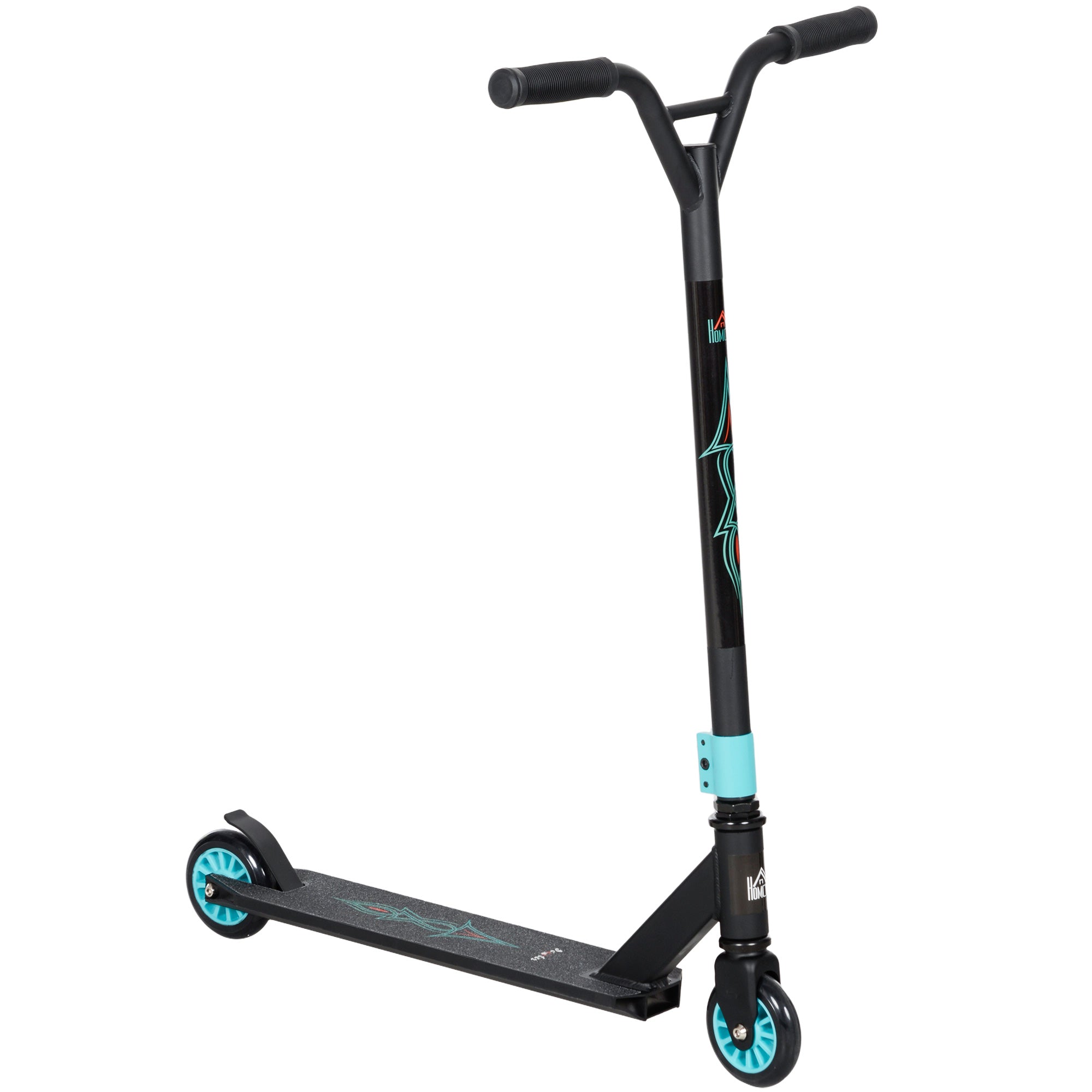 HOMCOM Stunt Scooter s 360° řízením, ABEC 9 ložisky, 100mm kolečky z ekologické kůže, hliníkový stunt scooter podporuje až 100kg, kick scooter pro triky a zábavu pro děti od 14 let