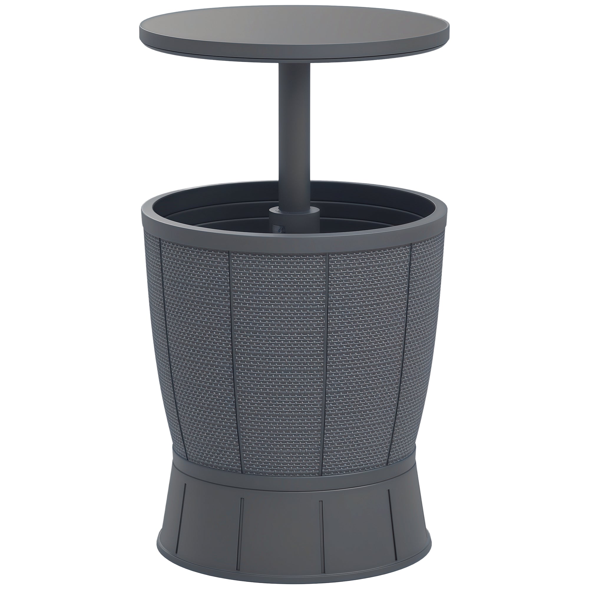Outdoor Cooler Table 41 L 3 in 1 Cool Bar Side Table with Adjustable Height 58-84 cm Ice Bucket Lift Top for Pool Garden Patio Gray