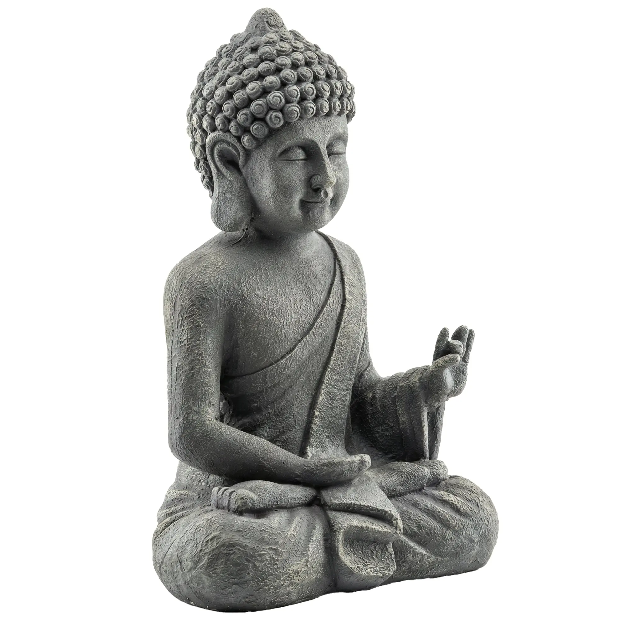 Seated Buddha Garden Statue, Magnesium Oxide — Spiritual Indoor & Outdoor Decor, Dark Gray