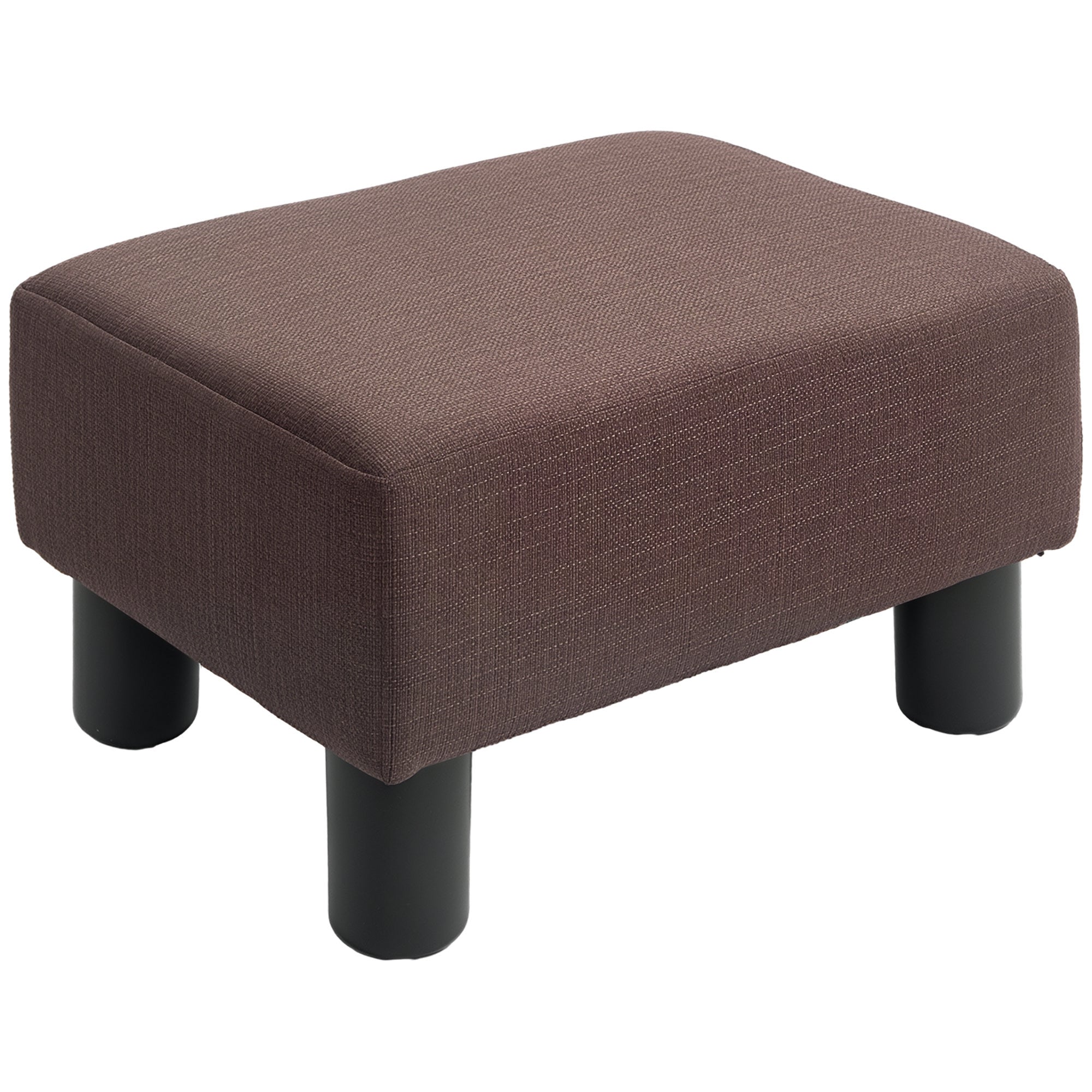 HOMCOM Poef Ottoman met Linnen Bekleding Moderne Voetensteun Pouf voor Slaapkamer, Woonkamer, Bruin
