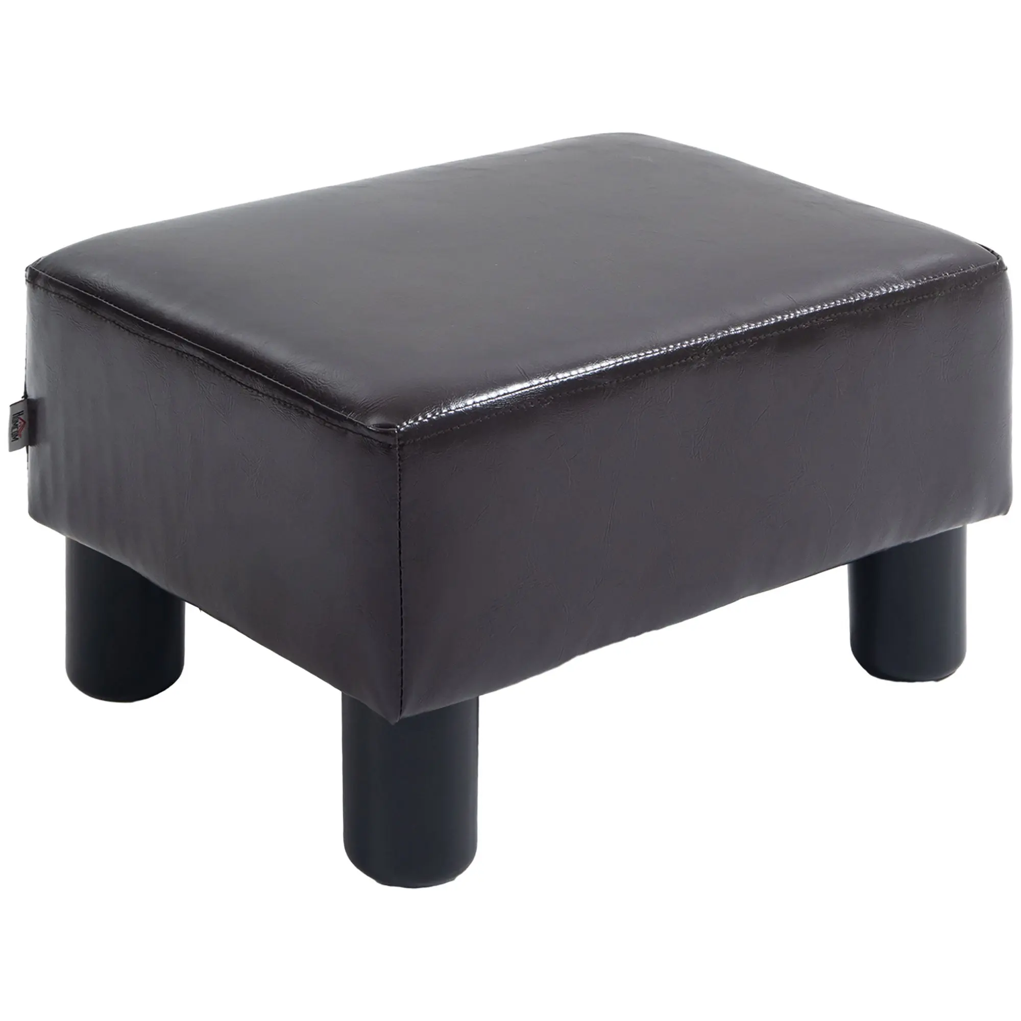 Footstool Stool with Faux Leather Modern Ottoman Footrest Footstool for Bedroom, Living Room, Brown