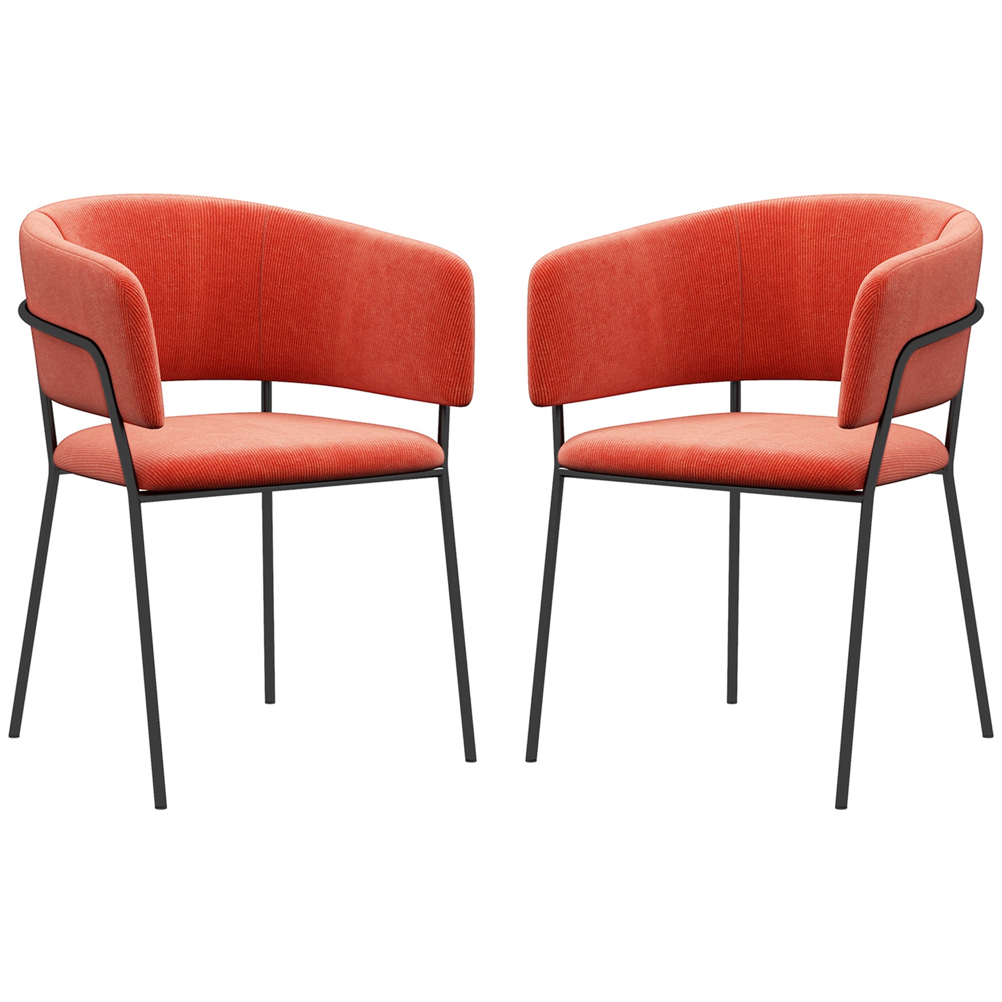 HOMCOM Set vu 2 Iessstéil mat Stahlbeen, gepolsterte Sëtz, fir d'Iessenzëmmer, Wunnzëmmer, Kichen, Dimensioun: 57L x 53B x 73H cm, orange