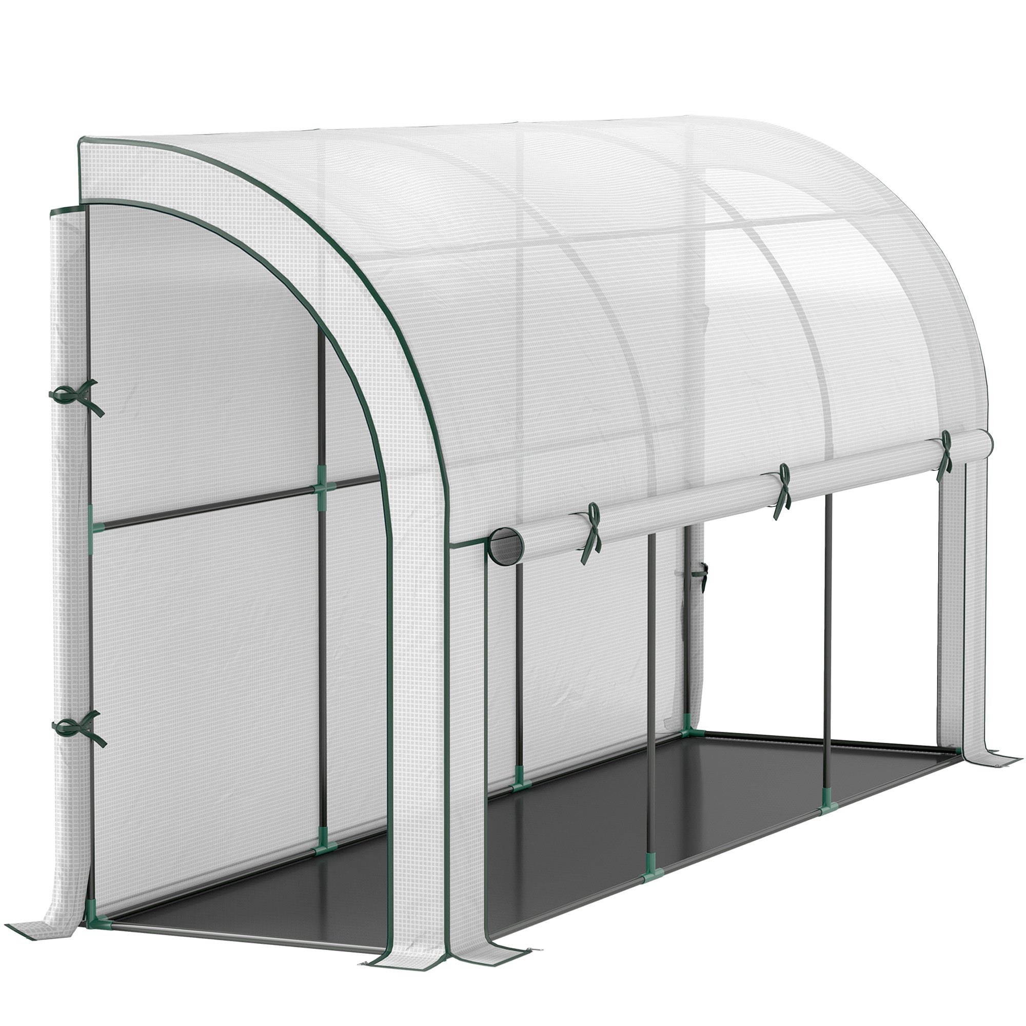 Greenhouse with Roll Door, Winterproof Steel Frame Greenhouse for Balcony, Garden, Tomato House with UV Protection 300x80x157cm Tomato Greenhouse for Vegetables Flowers Plants White