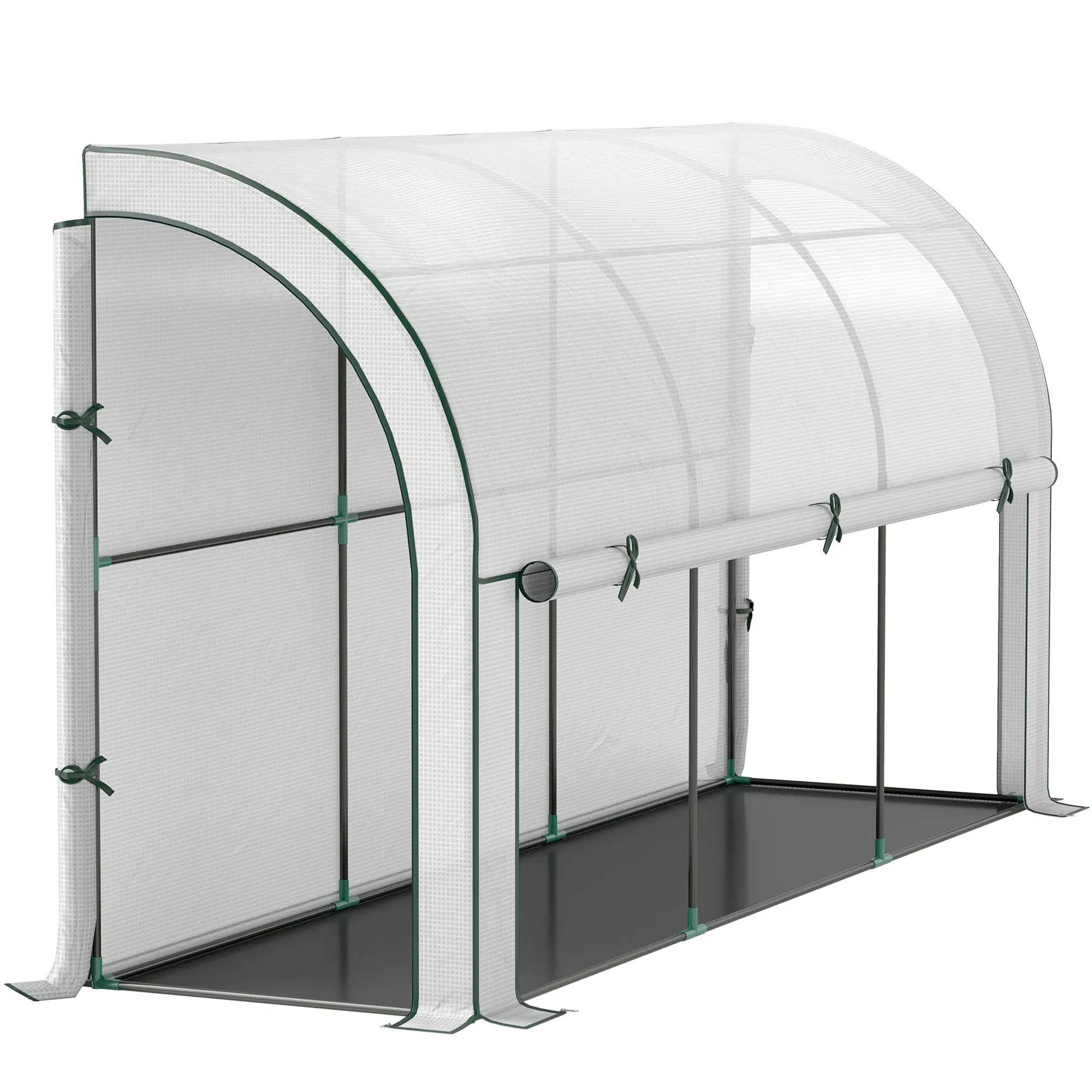 Greenhouse with Roll Door, Winterproof Steel Frame Greenhouse for Balcony, Garden, Tomato House with UV Protection 300x80x157cm Tomato Greenhouse for Vegetables Flowers Plants White