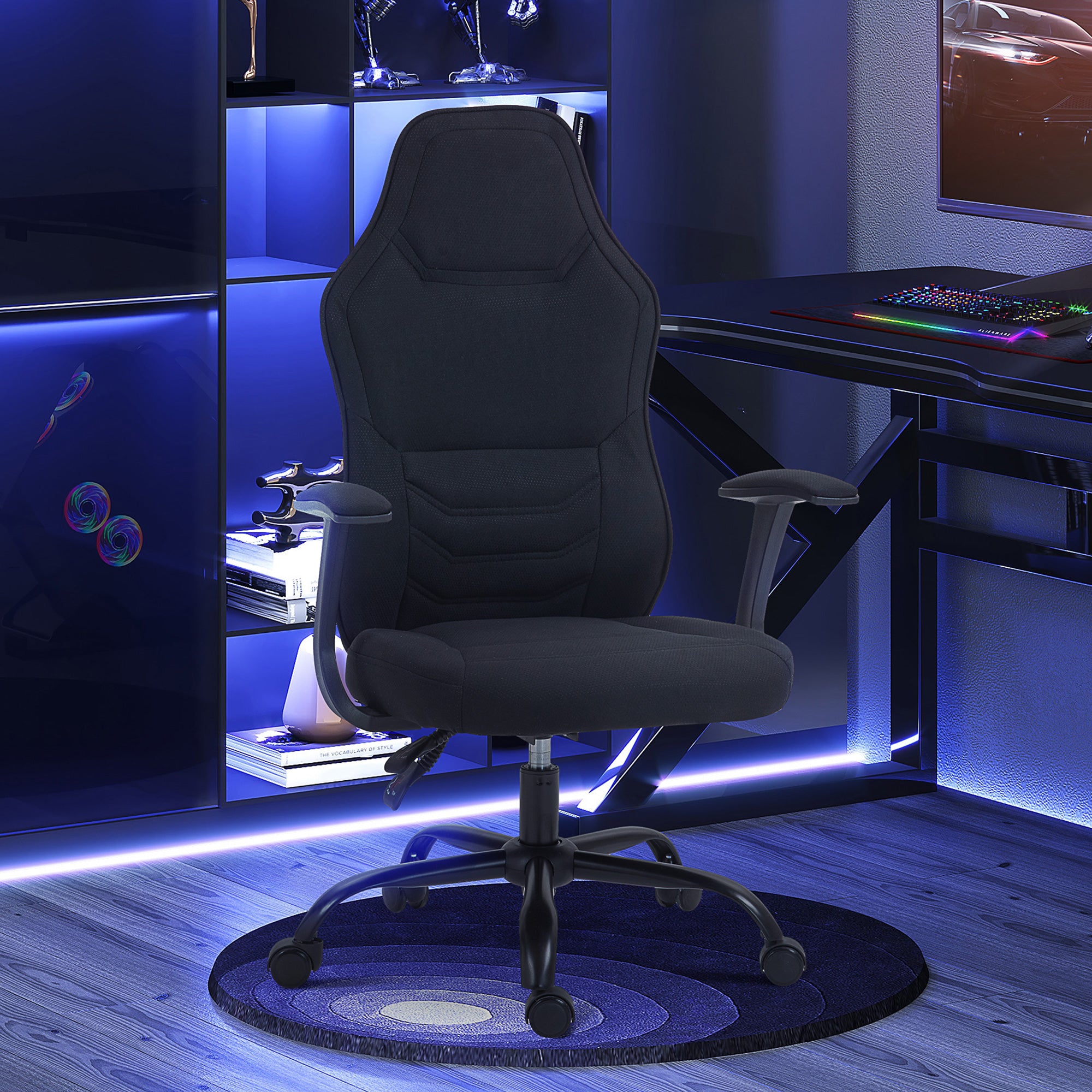 Gaming Chair Gamer Ergonomic Office Chair with Adjustable Backrest Height Adjustable Breathable Fabric Black