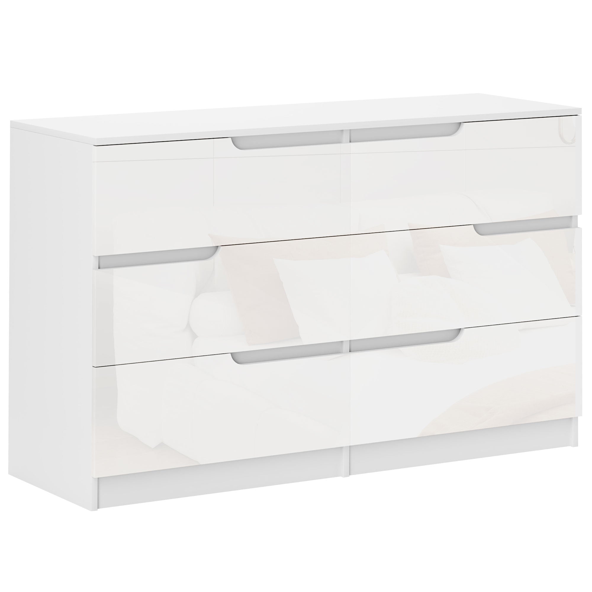 HOMCOM Kommode mit 6 Schubladen – Moderne Schlafzimmerkommode mit Kippschutz für Wohnzimmer Flur 120x40x75 cm Weiß