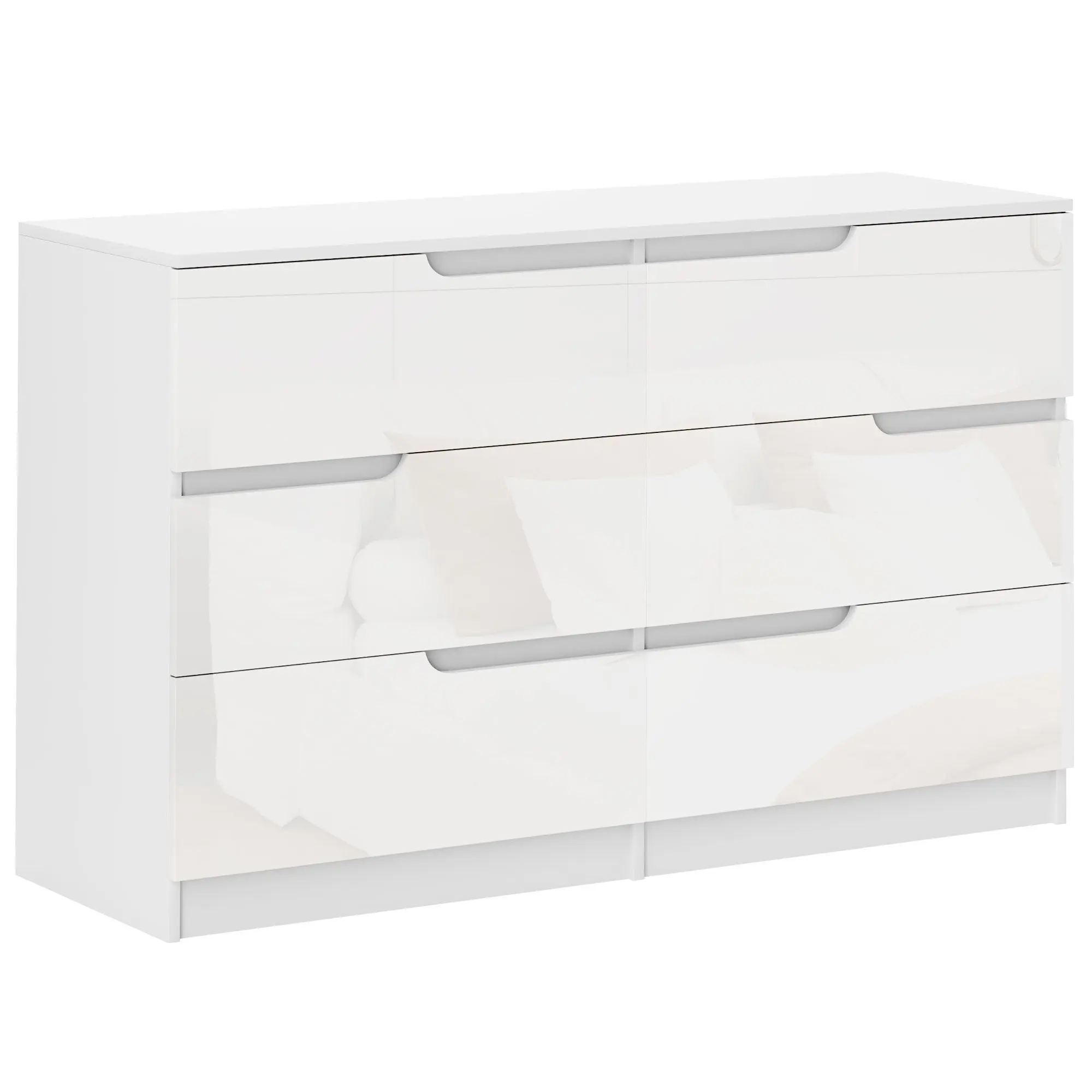 Dresser with 6 Drawers Modern Bedroom Dresser with Anti-Tip Chest of Drawers for Living Room Hallway 120x40x75 cm White